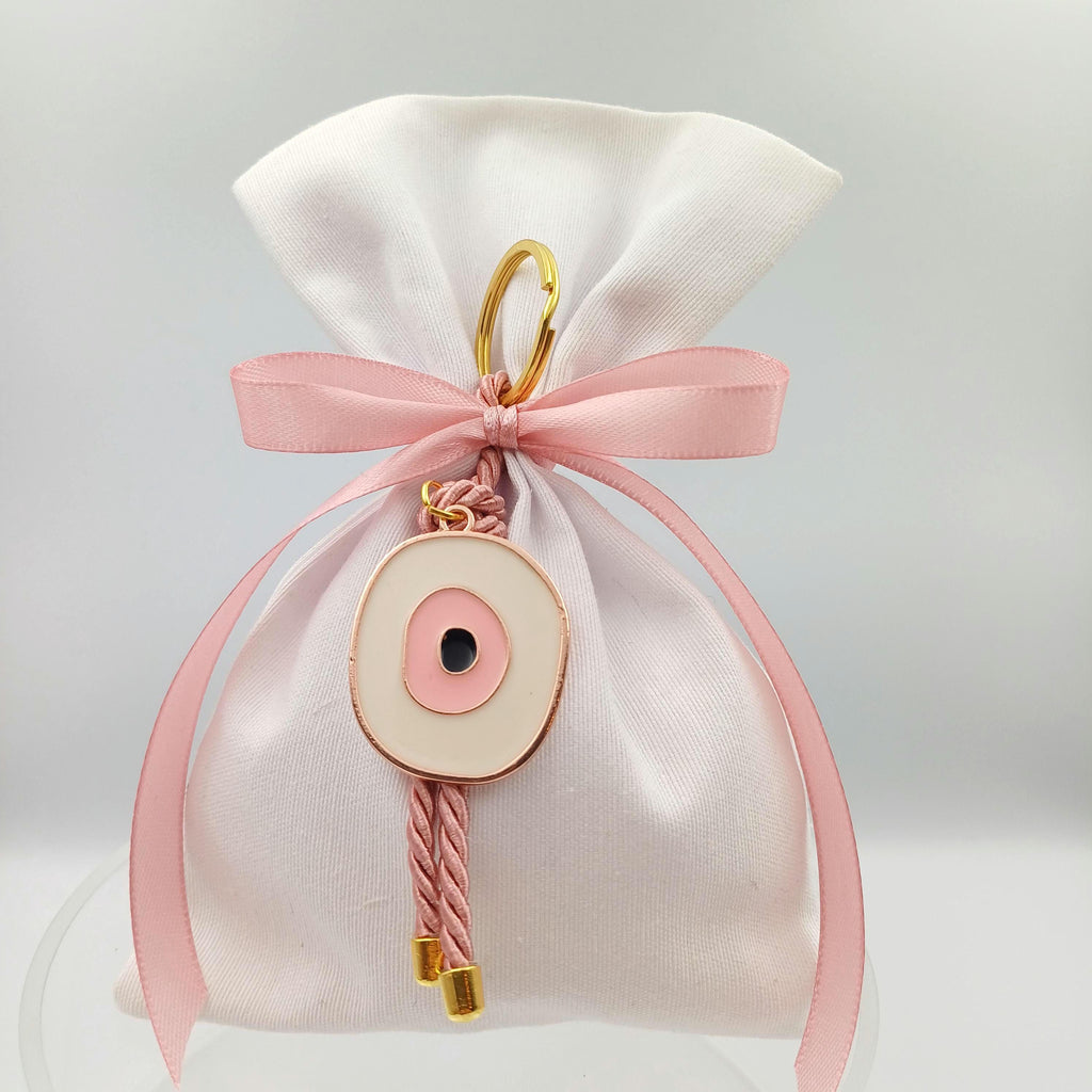 Greek baptism boboniera ,Rose gold Evil eye  Keychain,jordan almond candy, Girl baptism, baptism Mpomponiera, Bomboniere, Koufeta,10 pcs.