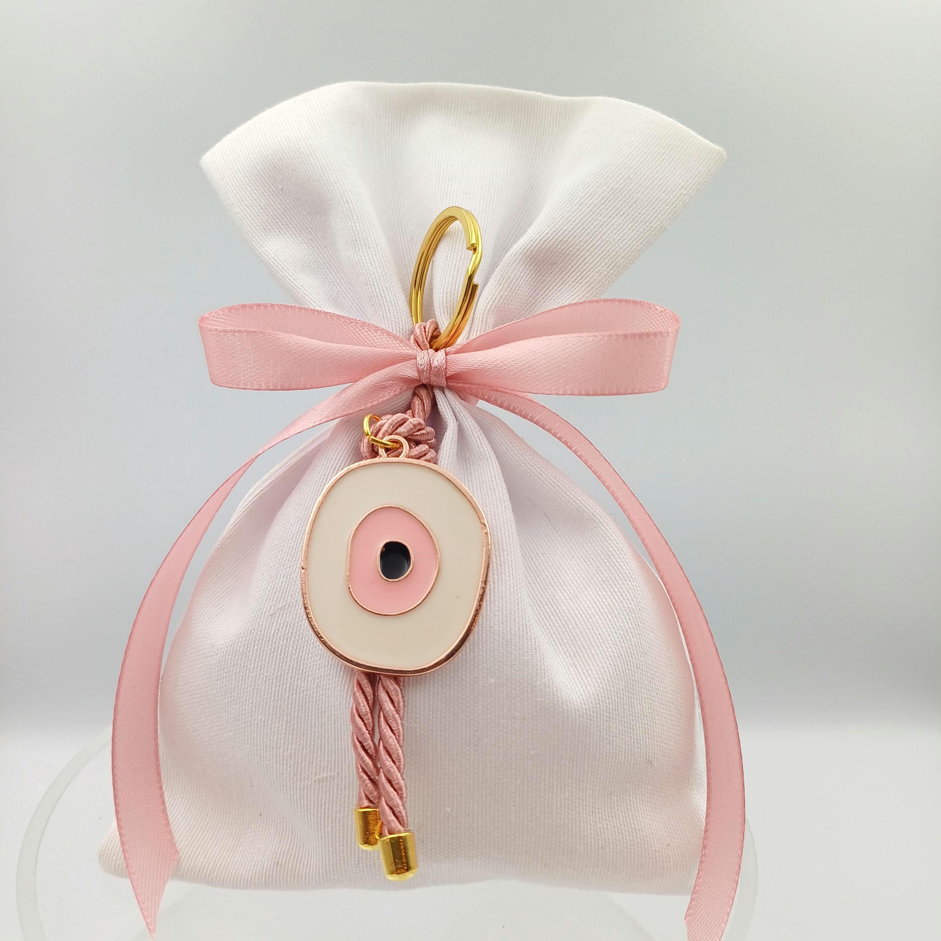 Greek baptism boboniera ,Rose gold Evil eye  Keychain,jordan almond candy, Girl baptism, baptism Mpomponiera, Bomboniere, Koufeta,10 pcs.