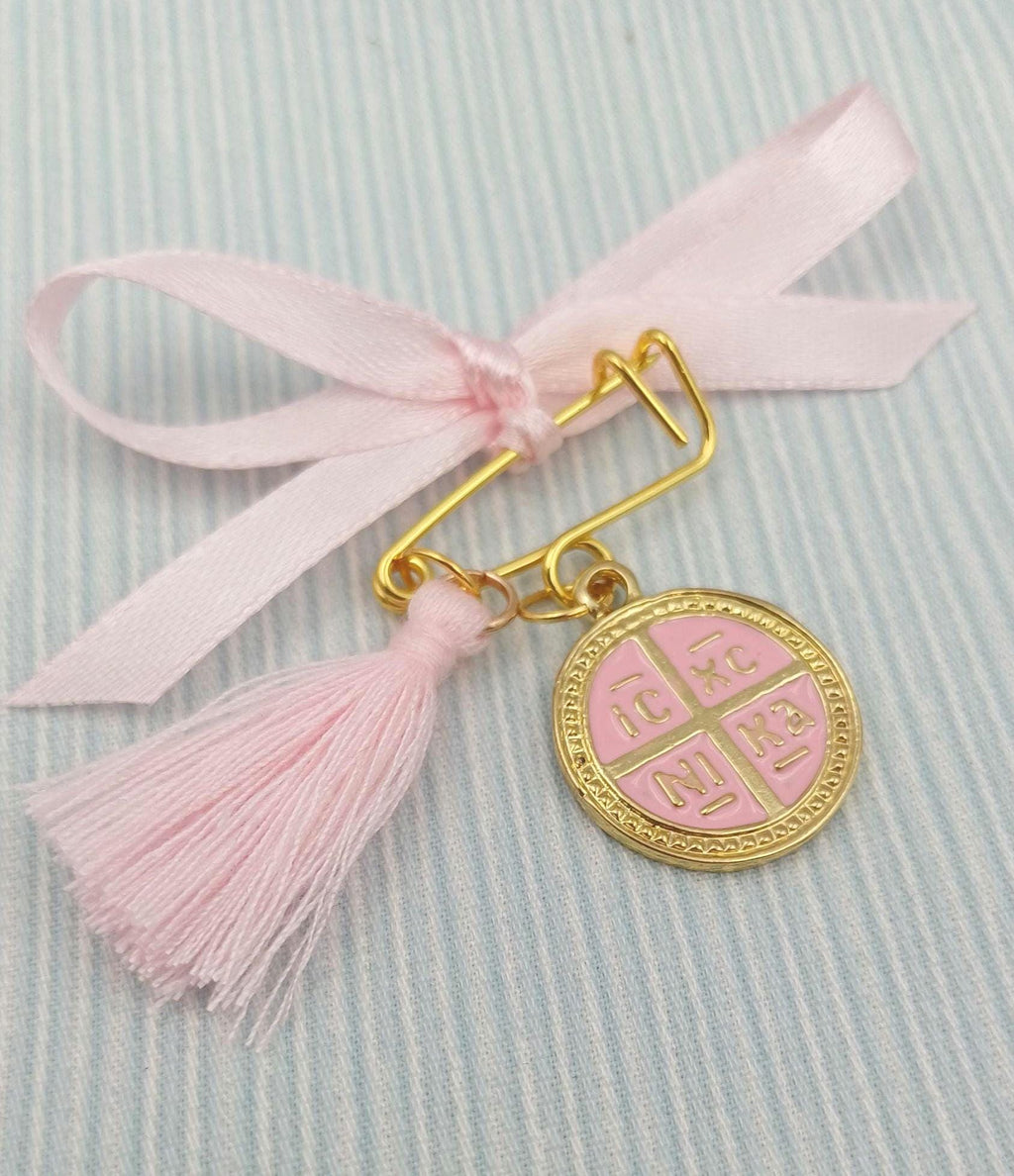 10 pcs,Baptism Martyrika for girl,Safety pins  Greek Orthodox baptism favor Christening Martirika cross favors, Witness pins,Religious favor