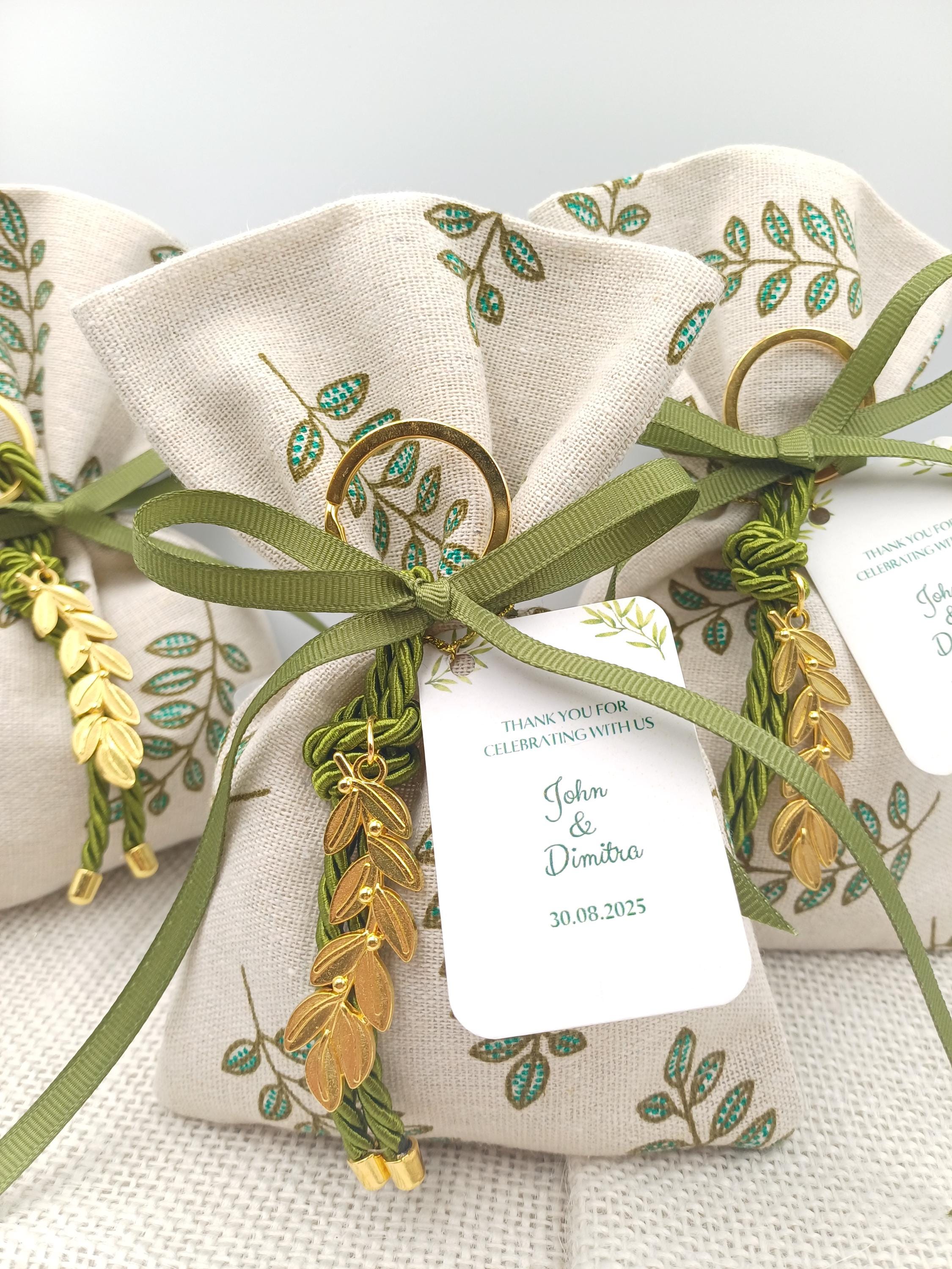 Personalized Olive Wedding Favors Olive branch Bombonieres Koufeta Gifts for Guests almond candy bags Greek baptism favors 10 pcs
