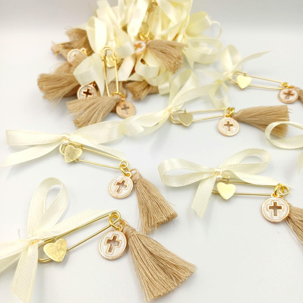 10 pcs, Martyrika safety pin,Baptism religious favors, Witness pins,Greek Orthodox baptism pins,Martirika,Boy or girl christening guest gift