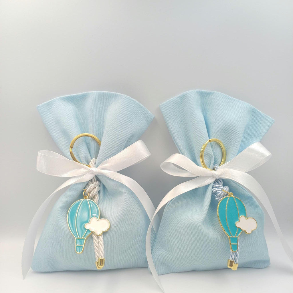 Boy baptism favor Greek baptism boubounieres baby blue Almond candy bags baby shower favor first communion party gift hot air balloon 10 pcs