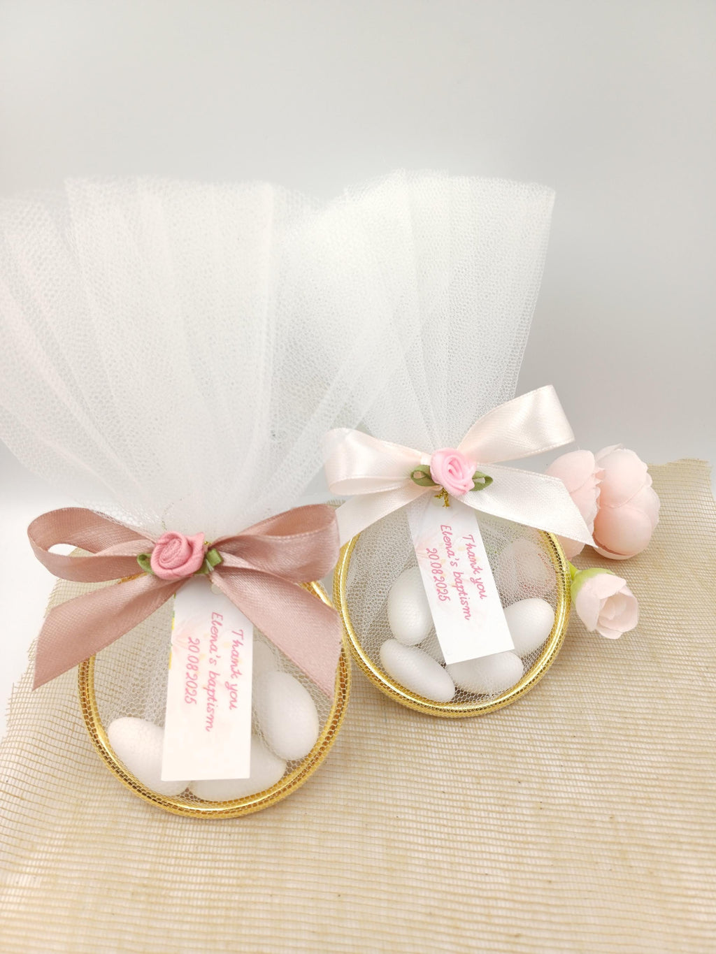 Personalized Baptism bombonieres Wedding Favors Almond Candy -Engagement ring Favors -Greek bombonieres - Christening gifts Koufeta-10 pcs