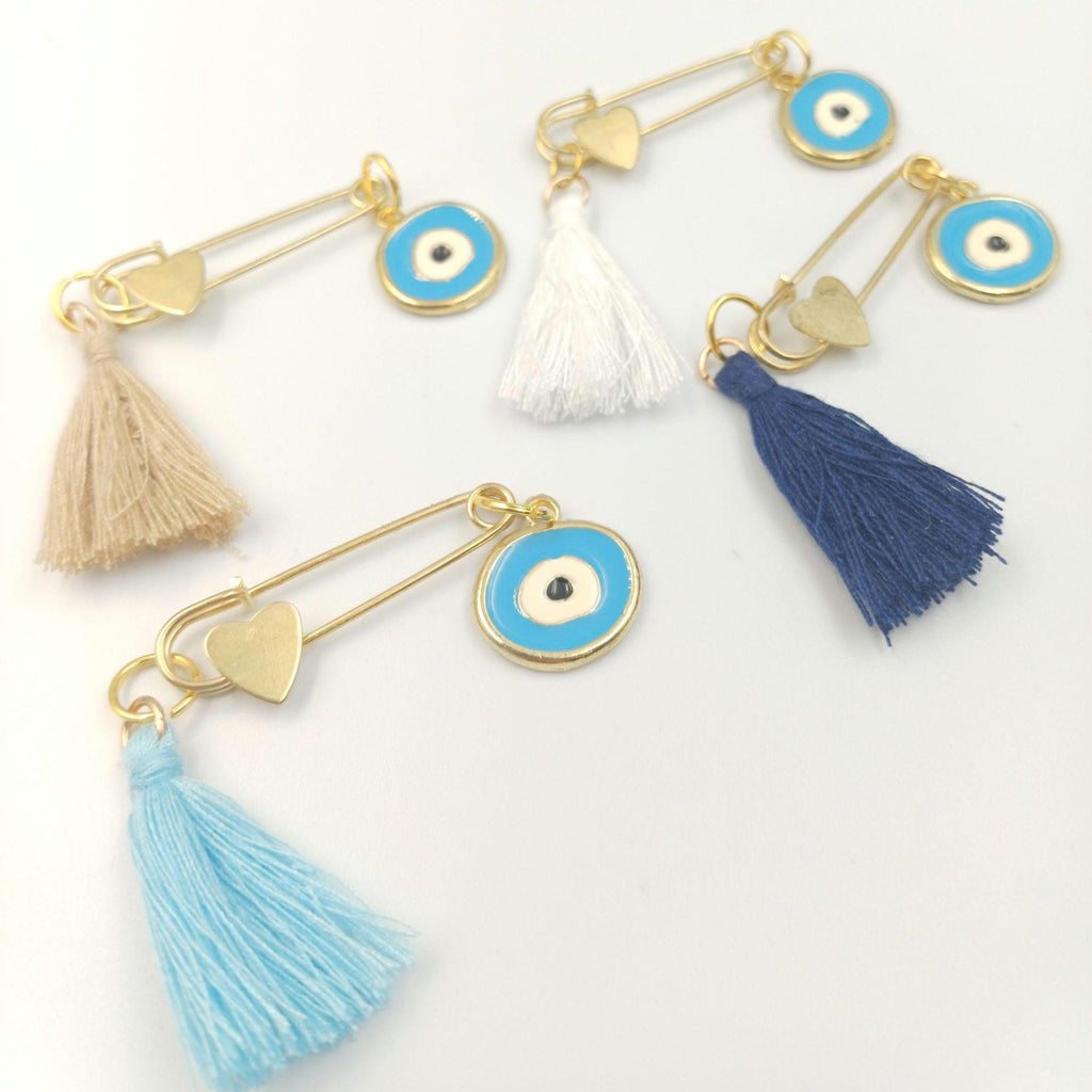 10 pcs, Greek Baptism  evil eye Martyrika safe pins, Boy baptism, Witness favors pins, Baby shower , First Communion favors, Greek mati.