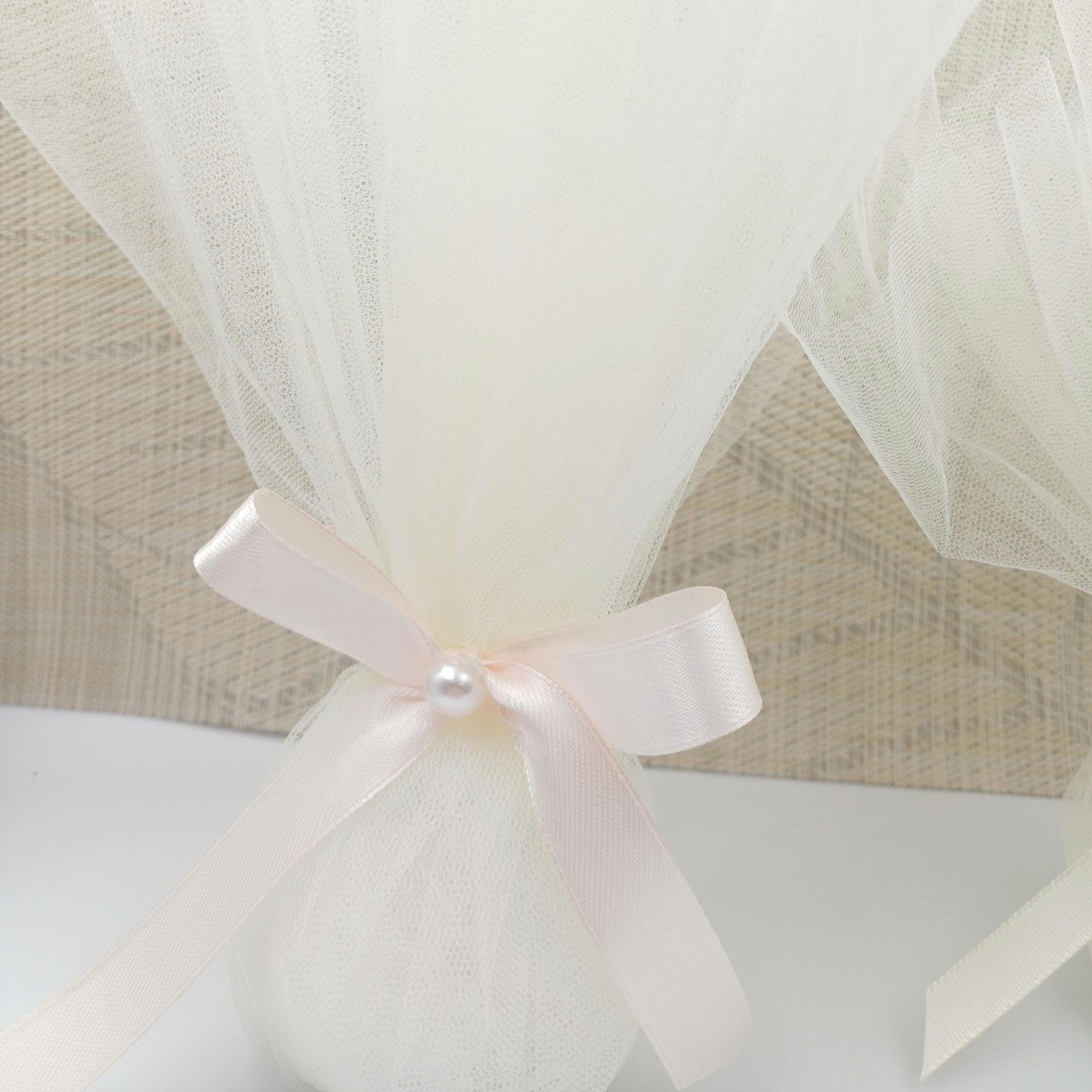10 pcs, Greek Bombonieres, Orthodox wedding, Greek traditional tulle favor, Christening wedding favors with pearl, koufeta jordan almond.