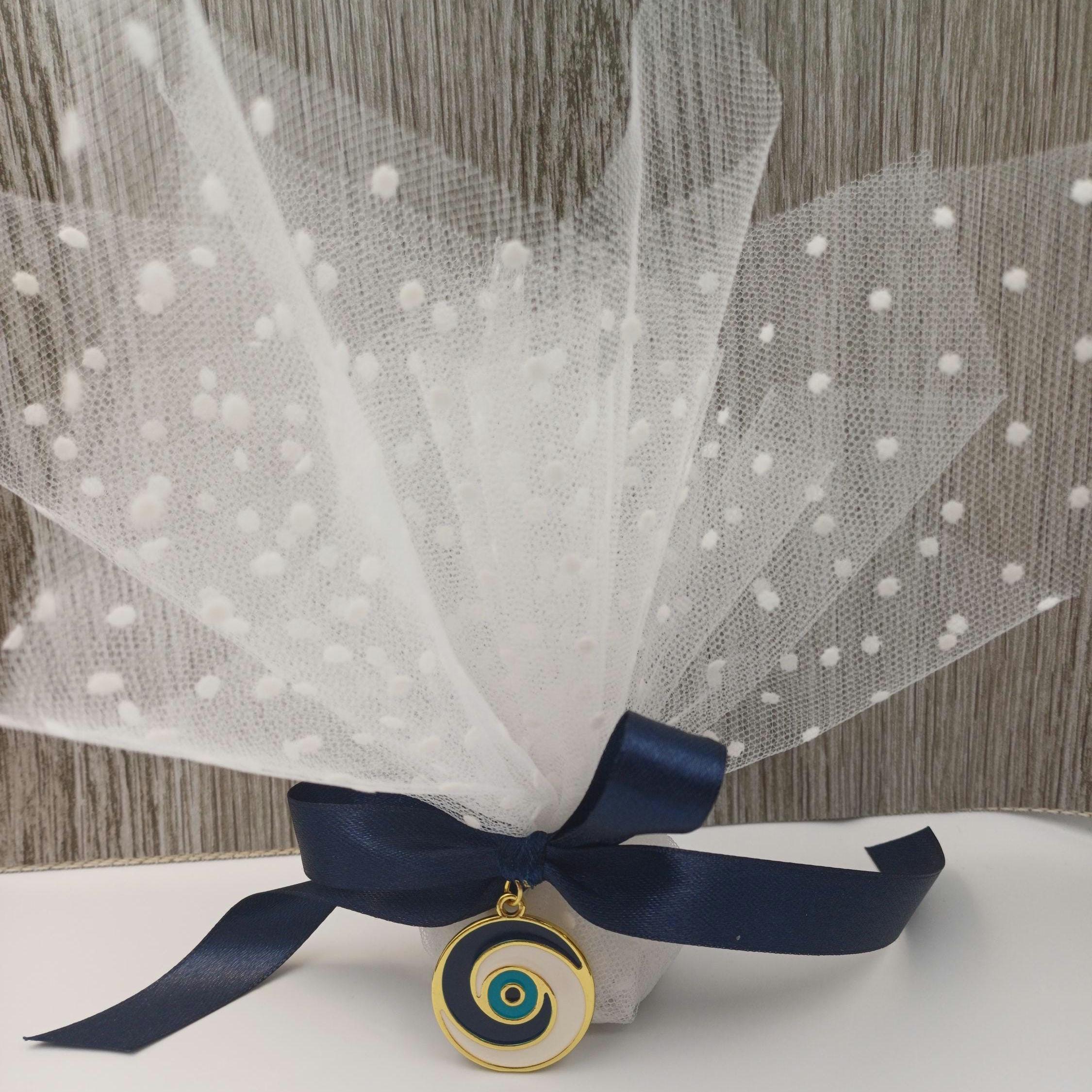 10 pcs,Baptism favors,Greek baptism orthodox tulle bombonieres Evil eye koufeta jordan almonds favors,mi bautizo confetti,first communion.