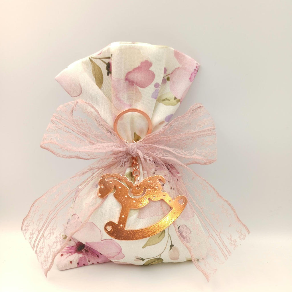 Floral Baptism favors  Greek Orthodox baptism boubounieres ,Communion gifts sugared Almond candy satin pouches , koufeta bags ,10 pcs.