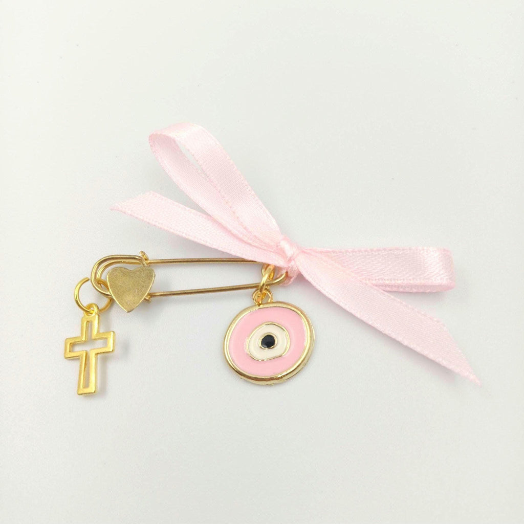 10 pcs, Martyrika safe pins, Girl baptism, Witness favors pins, Greek Orthodox baptism , Cross pin favors, Martirika evil eye with cross