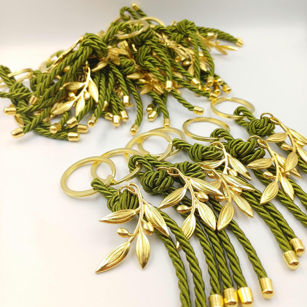 Personalized Olive branch Keychain favors, Martyrika, Martirika Greek wedding witness gifts, baptism favor, Gift for guests in bags, 10 pcs