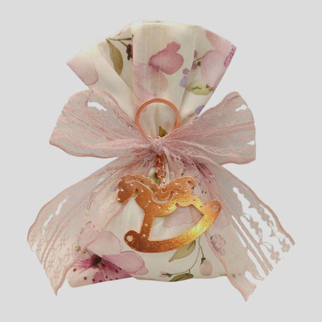 Floral Baptism favors  Greek Orthodox baptism boubounieres ,Communion gifts sugared Almond candy satin pouches , koufeta bags ,10 pcs.