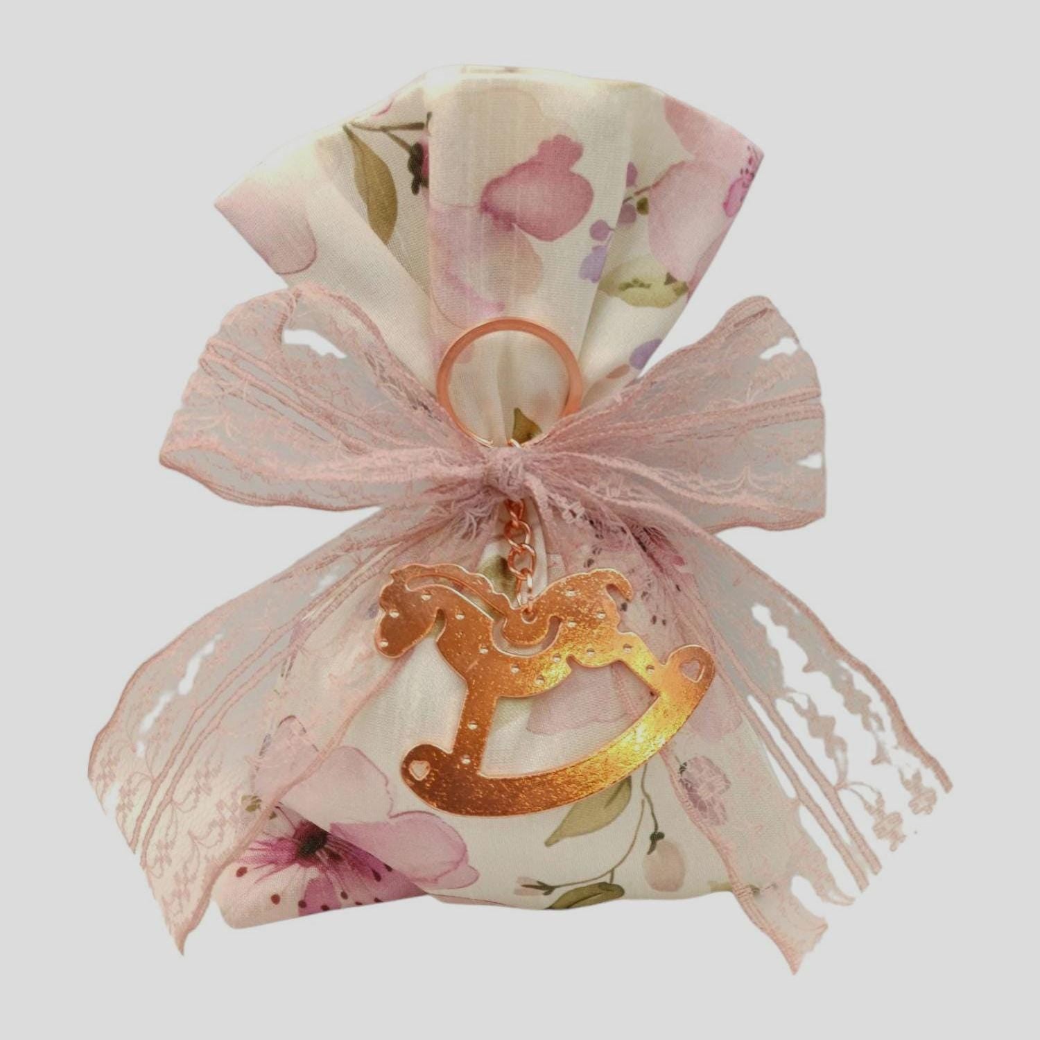 Floral Baptism favors  Greek Orthodox baptism boubounieres ,Communion gifts sugared Almond candy satin pouches , koufeta bags ,10 pcs.