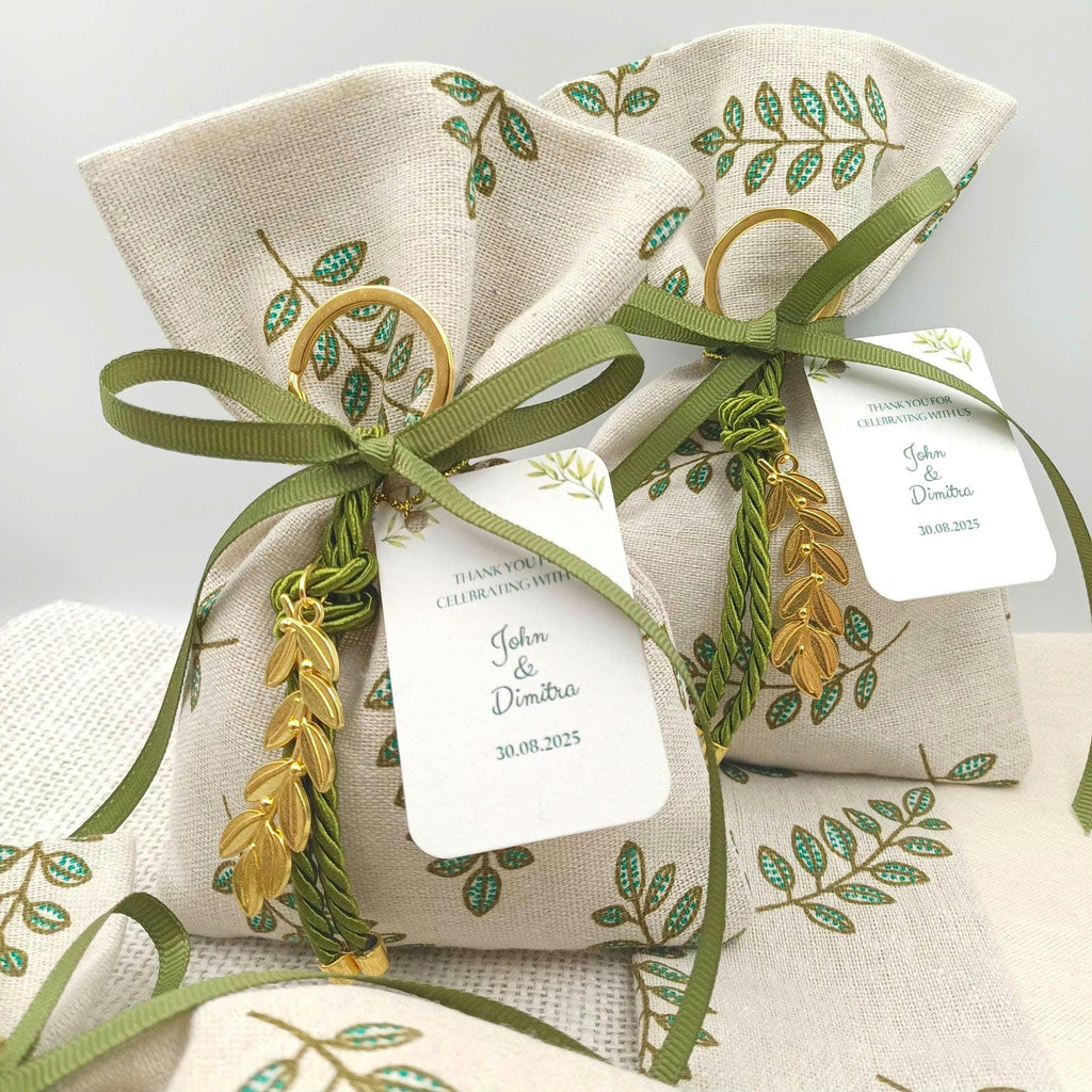 Personalized Olive Wedding Favors Olive branch Bombonieres Koufeta Gifts for Guests almond candy bags Greek baptism favors 10 pcs