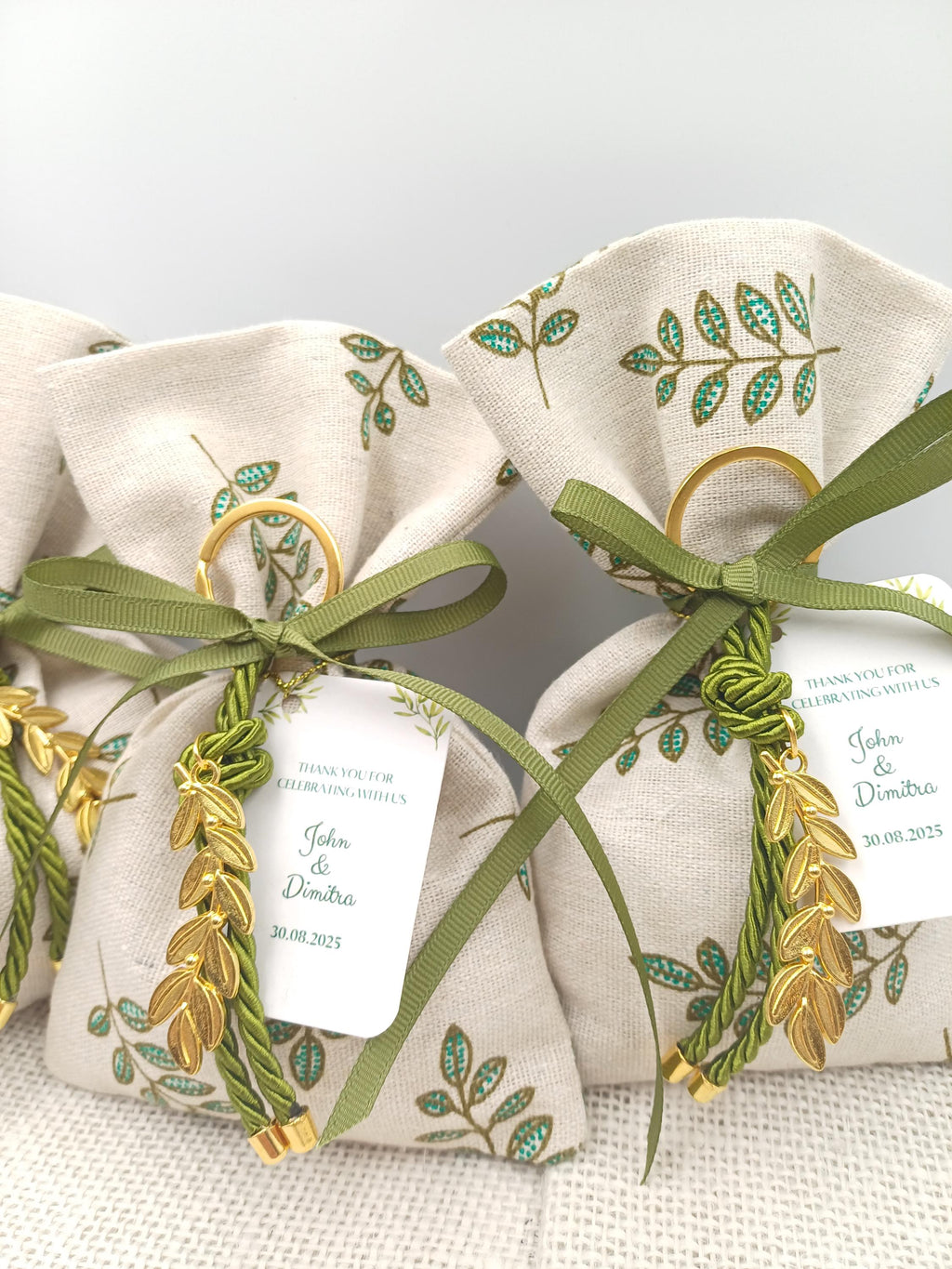 Personalized Olive Wedding Favors Olive branch Bombonieres Koufeta Gifts for Guests almond candy bags Greek baptism favors 10 pcs