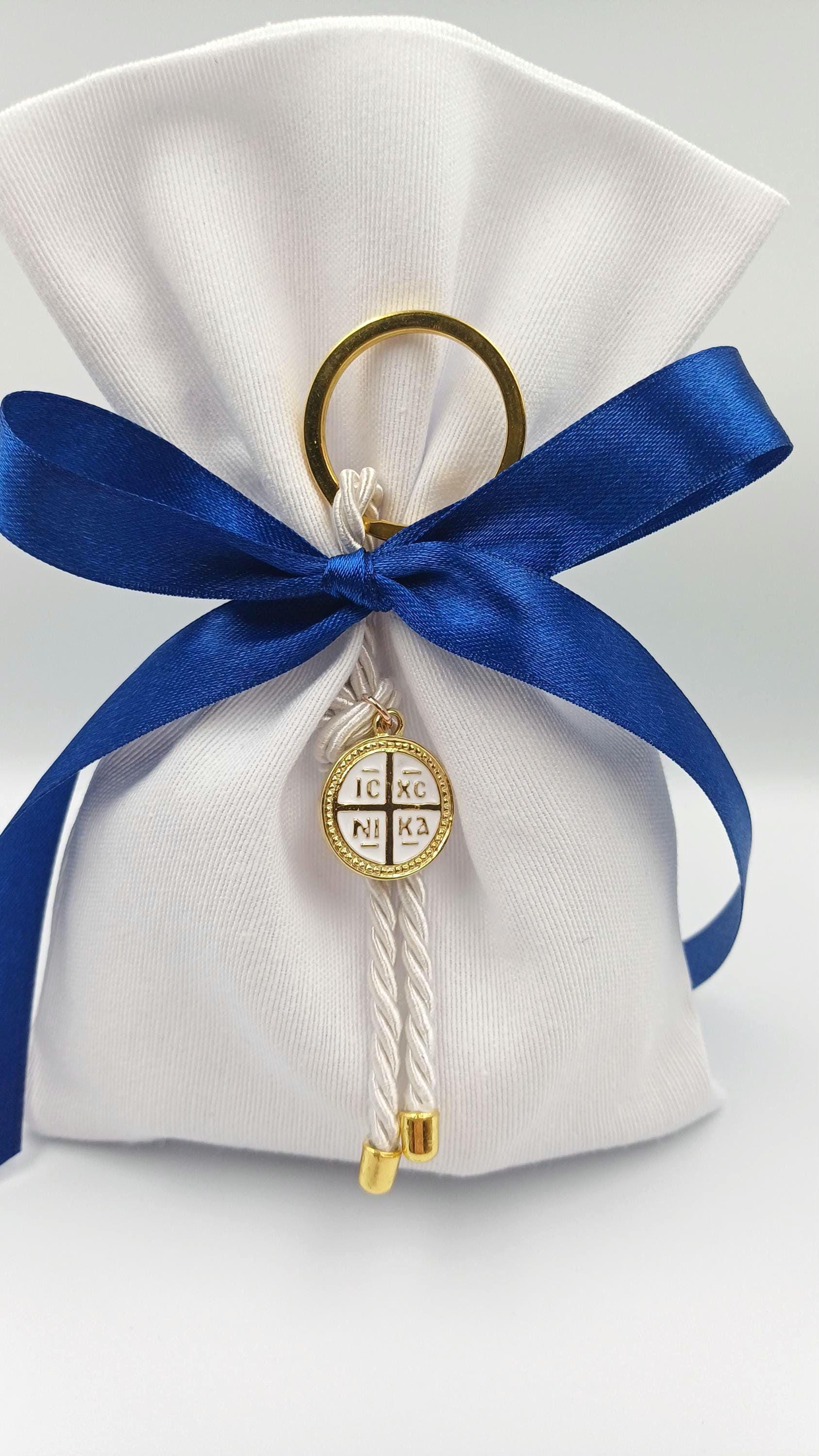 10 pcs, Greek  Orthodox baptism boubounieres, first communion Keychain favors, Boy baptism, Koufeta almond candy, Bombonieres, martyrika.
