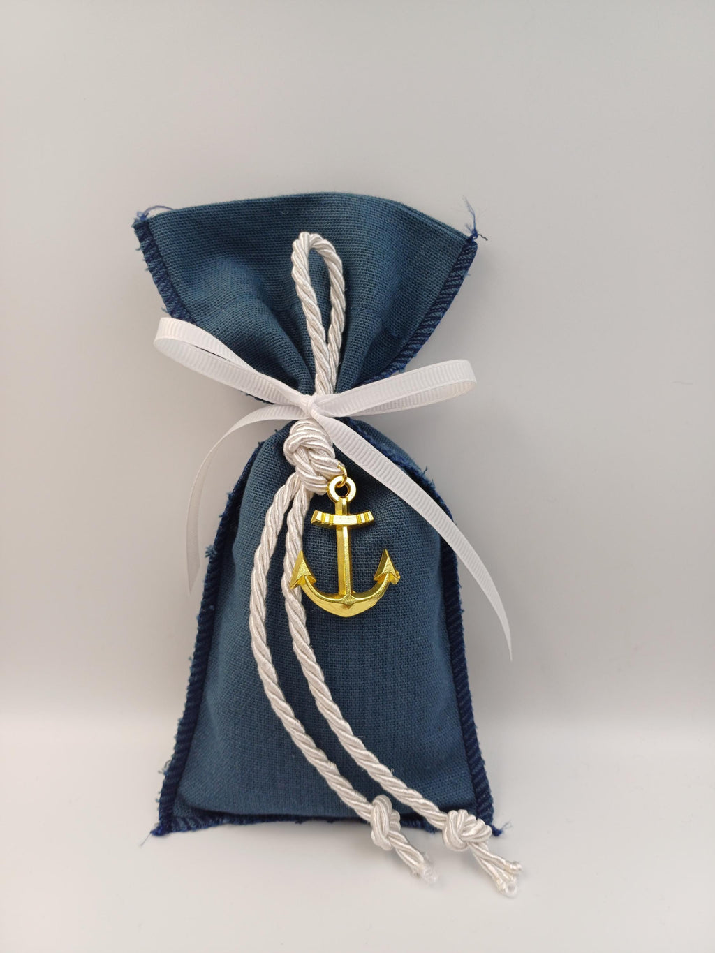 Greek baptism boubounieres Nautical baby shower favors, First communion blue favors, with anchor, Almond candy bags sea themed, 10 pcs.