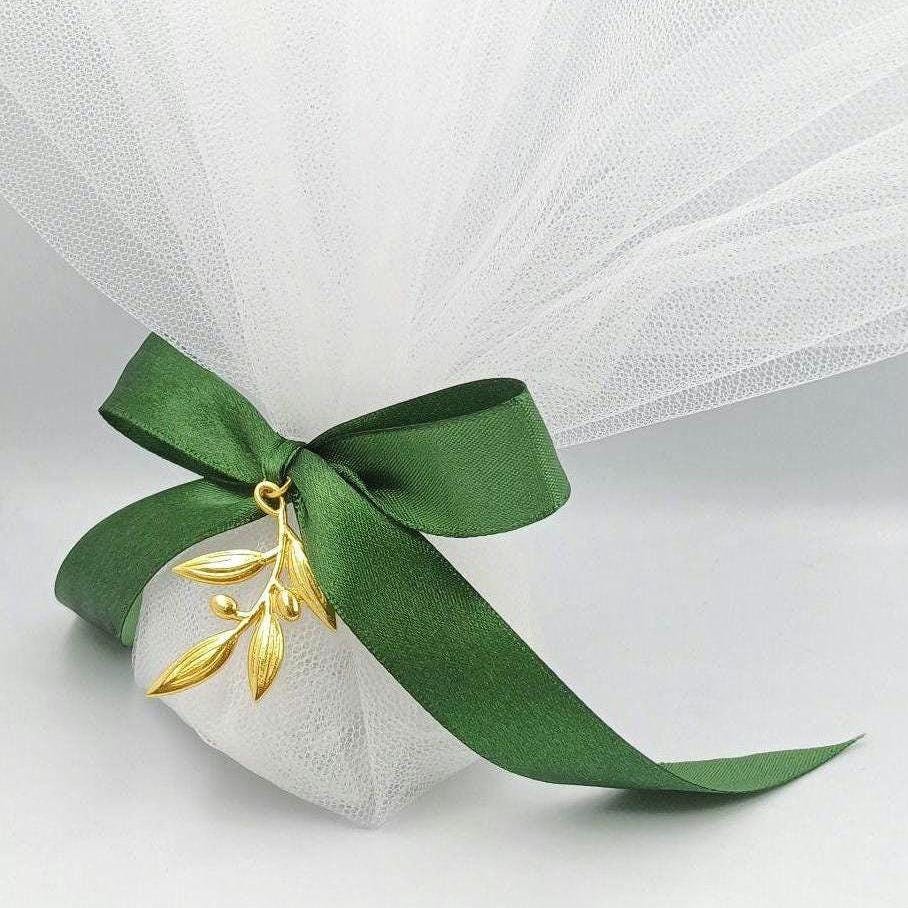 10 pcs, Greek wedding boubouniera, Tulle Wedding Favor, Olive branch favor, Orthodox wedding,  Mpomponiera, Bomboniere, Koufeta.
