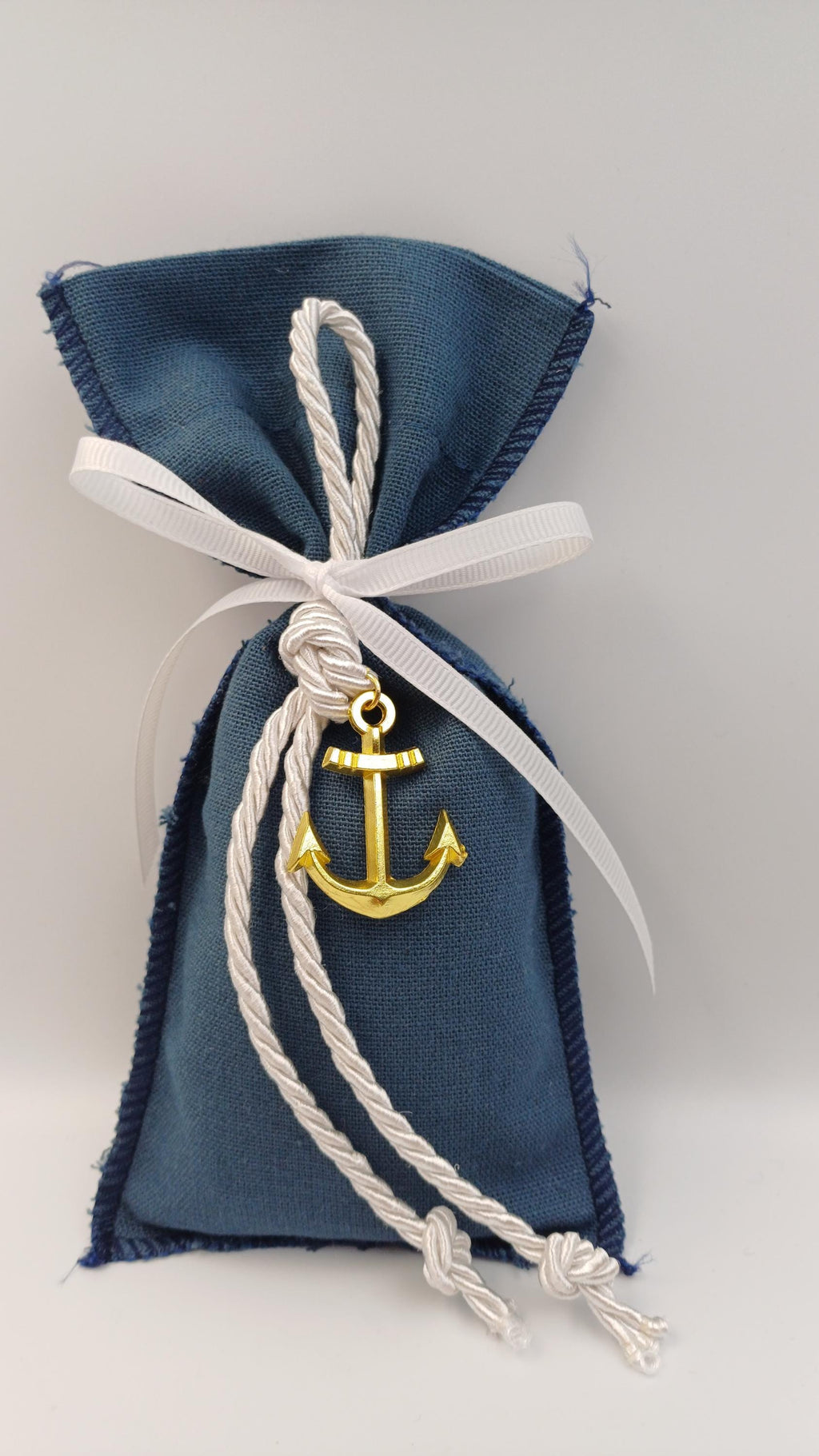 Greek baptism boubounieres Nautical baby shower favors, First communion blue favors, with anchor, Almond candy bags sea themed, 10 pcs.