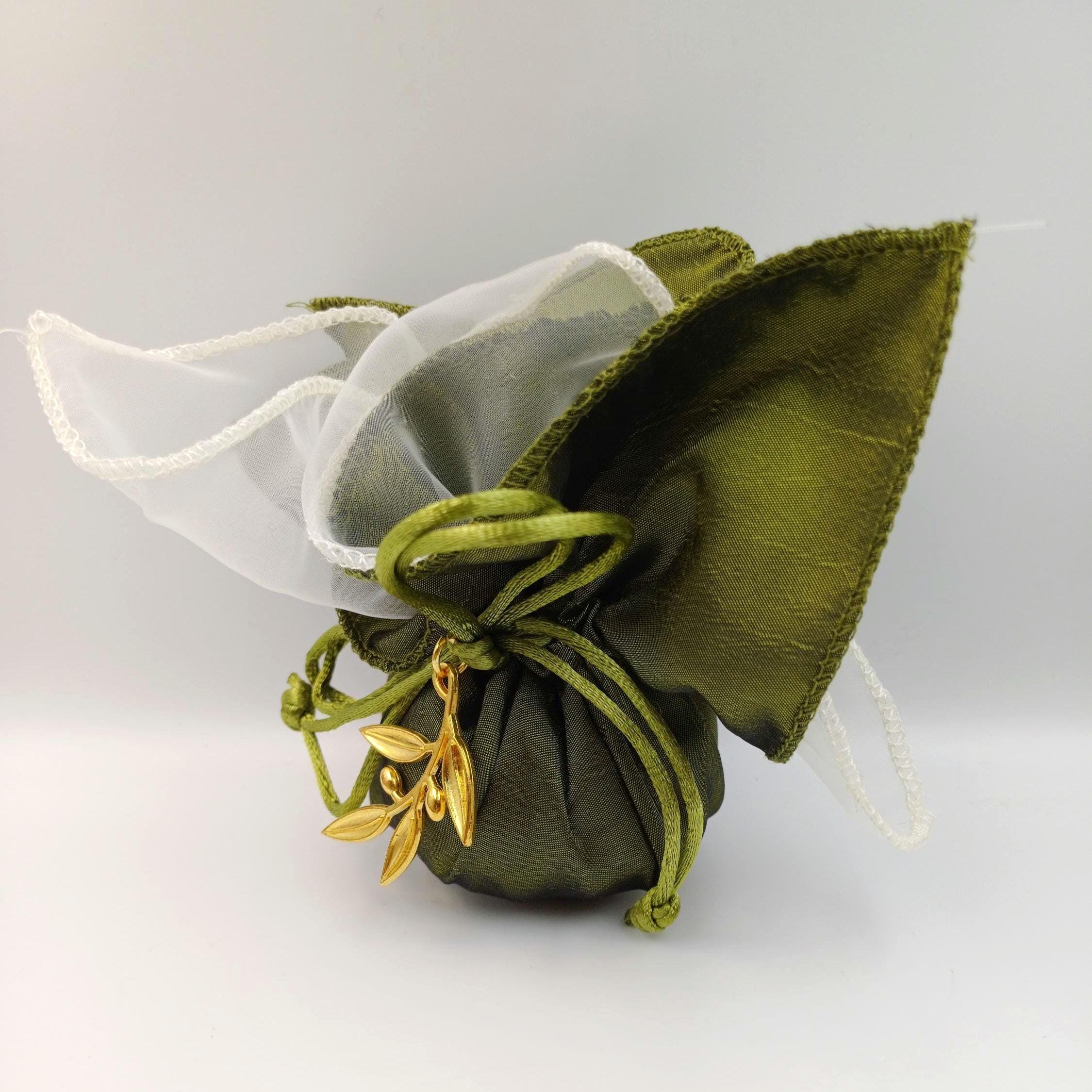 Olive Wedding Favor with Gold Olive Branch • Greek Bomboniere • Rustic Green Thank You Gift • Destination Wedding Favors Bridal Shower 10pcs