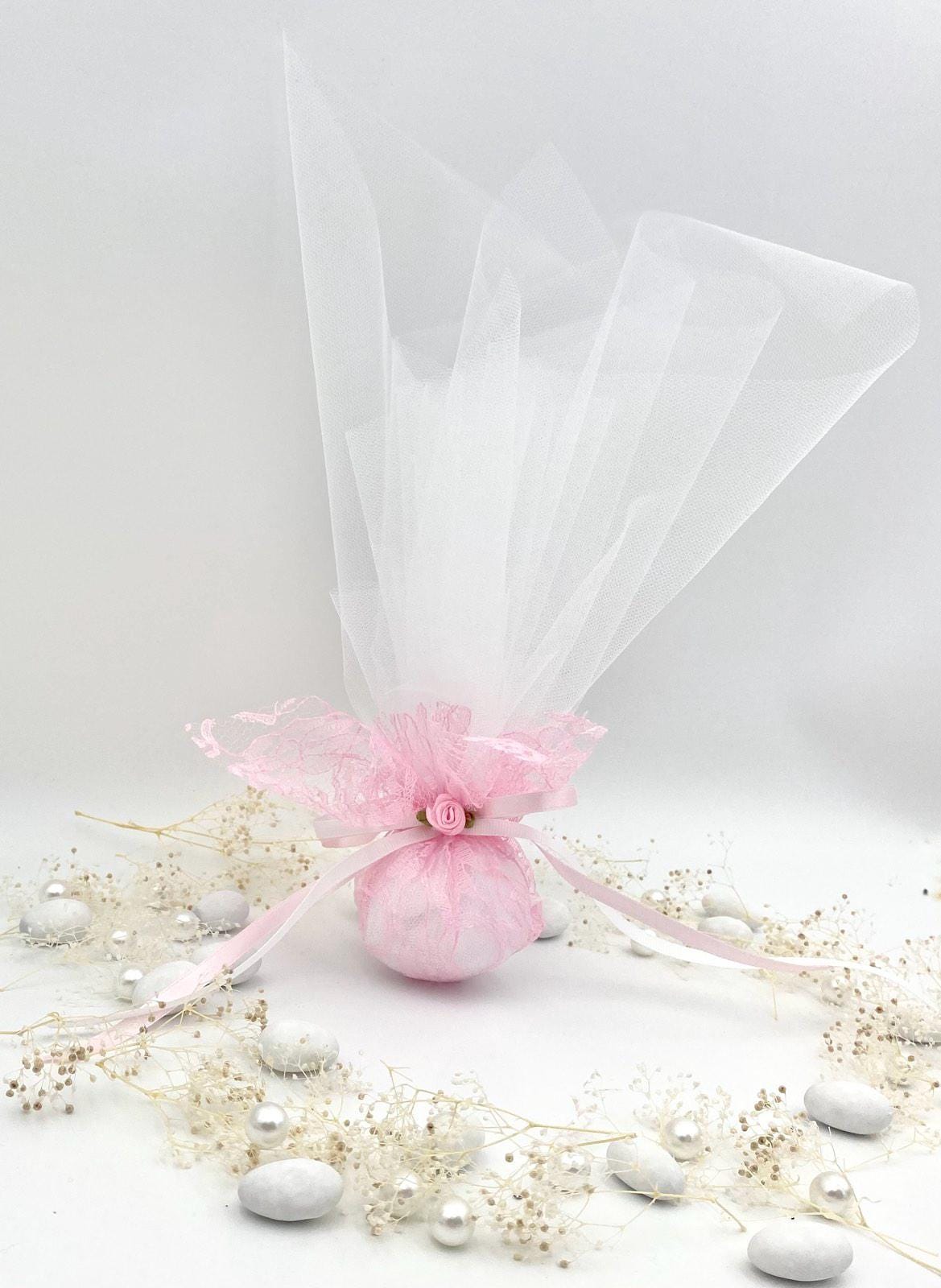 10 pcs, White favors,Pink favors,Tulle and lace Wedding Favor, Greek wedding, Orthodox wedding,  Mpomponiera, Bomboniere, Koufeta.