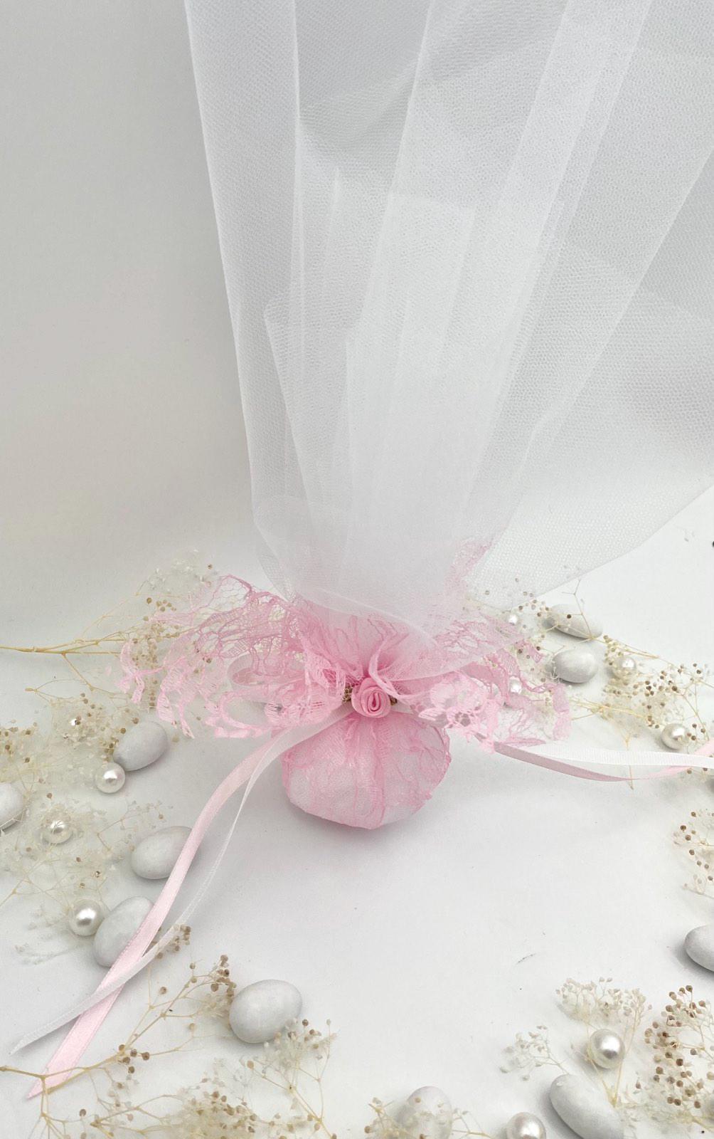 10 pcs, White favors,Pink favors,Tulle and lace Wedding Favor, Greek wedding, Orthodox wedding,  Mpomponiera, Bomboniere, Koufeta.