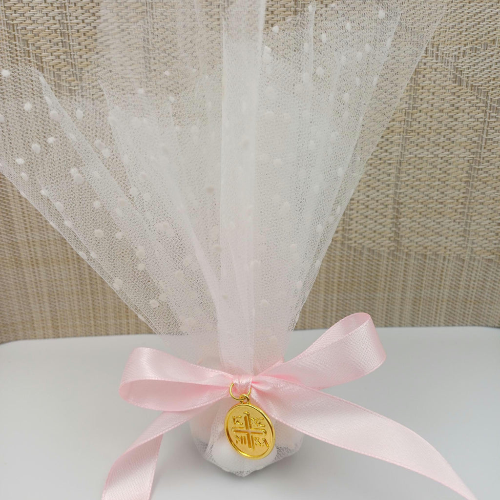 10 pcs,Greek baptism traditional tulle bombonieres, Byzantine Cross  baptism favors, koufeta jordan almonds favors,mi bautizo confetti.