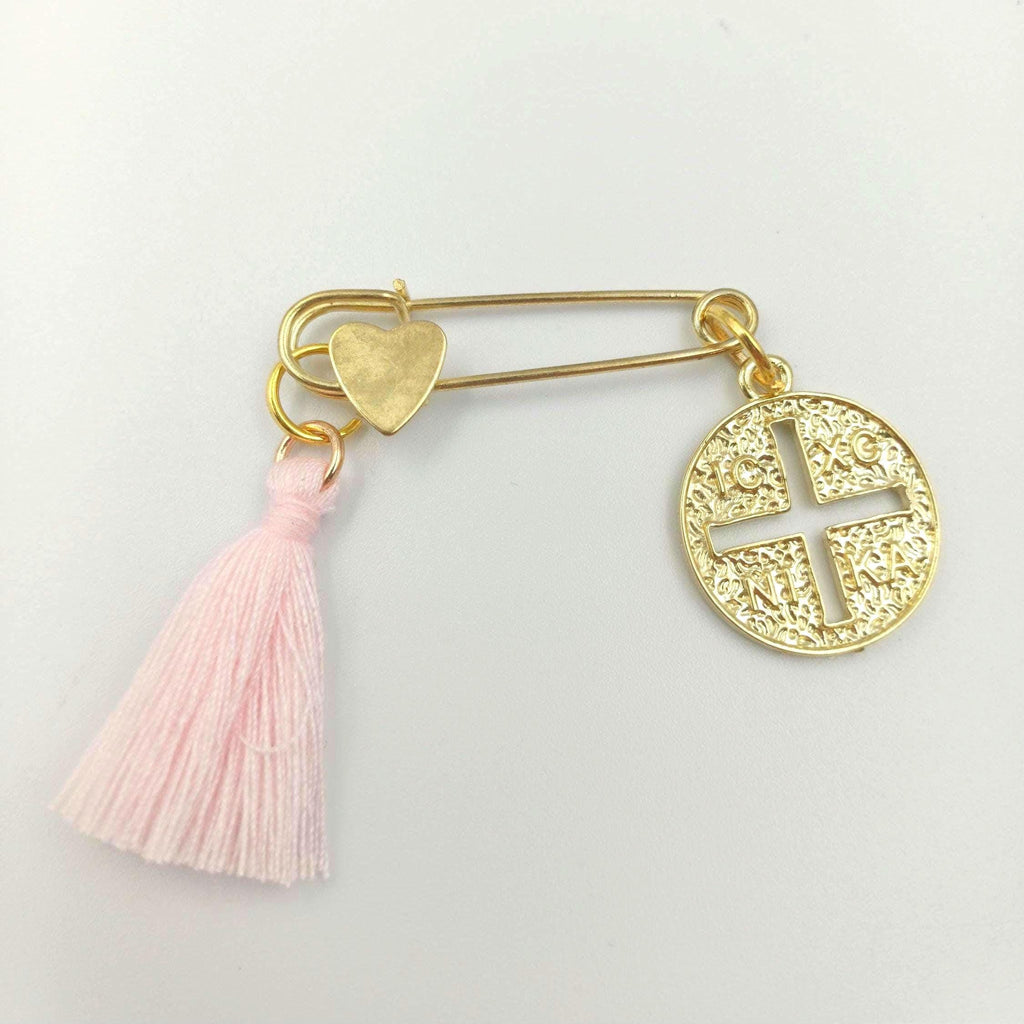 10 pcs, Martyrika Safe pins Baptism,Greek Orthodox byzantine cross ICXCNIKA  Christening Martirika cross favors,Witness pins,First communion