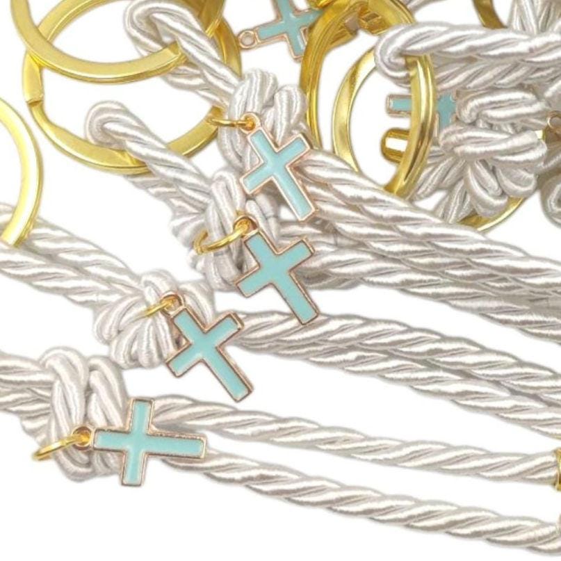 10 pcs,Baptism Party favors Blue Cross keychain favors ,Martirika Greek Orthodox baptismWitness giveaway first communion favors baby shower.