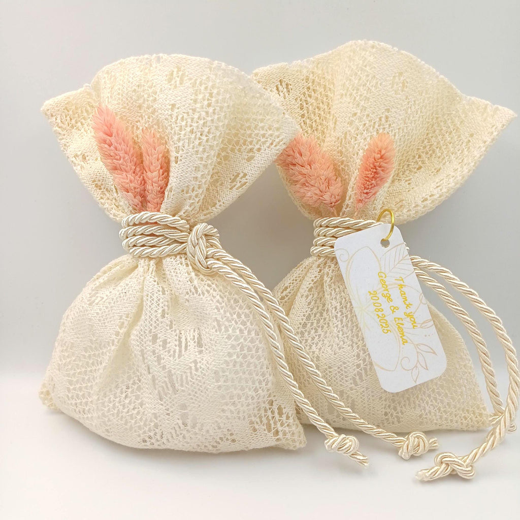 Lace favor Bags Personalized Wedding Favors,Greek bombonieres koufeta, Bridal shower favors , Almond candy gift Engagement favor, 10 pcs