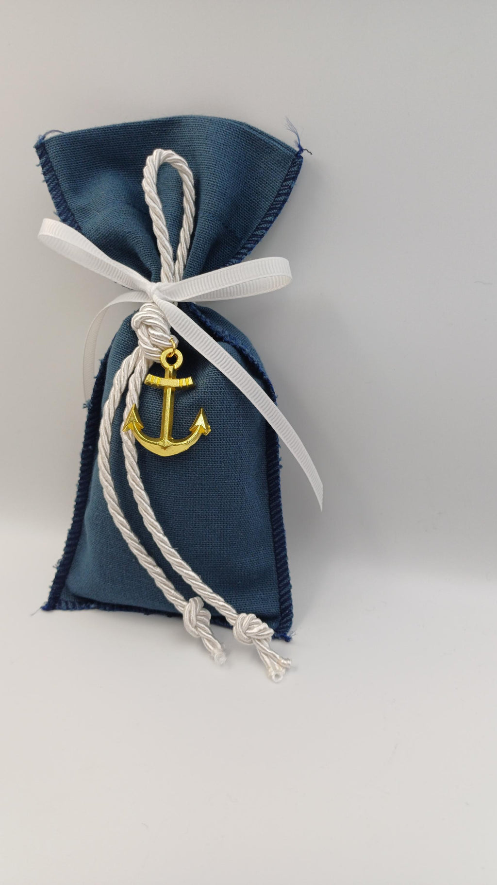 Greek baptism boubounieres Nautical baby shower favors, First communion blue favors, with anchor, Almond candy bags sea themed, 10 pcs.