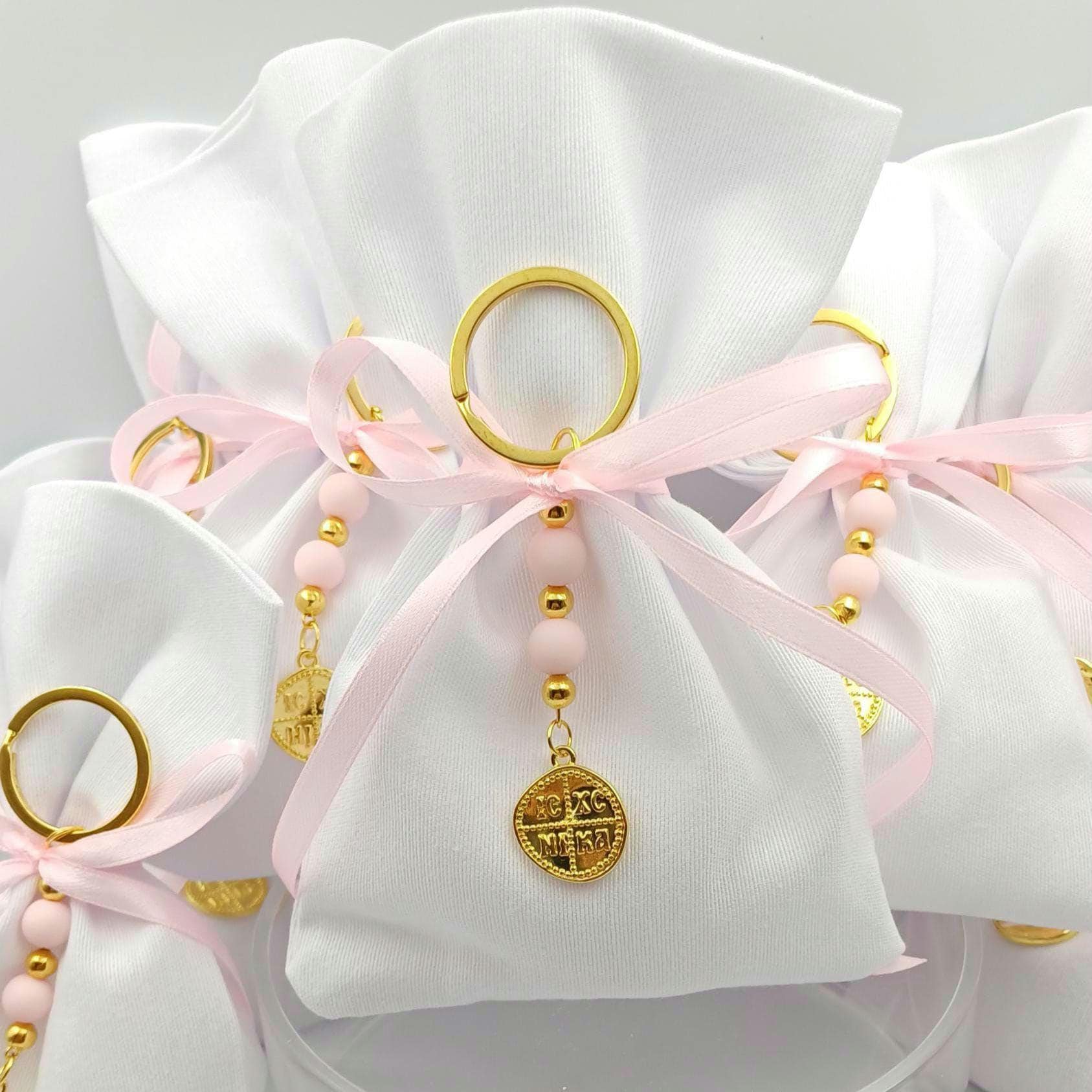10 pcs, Greek Orthodox girl baptism bobonieres, Constantinato keychain martyrika, Koufeta , Mpomponieres,almond candy favor,mi bautizo