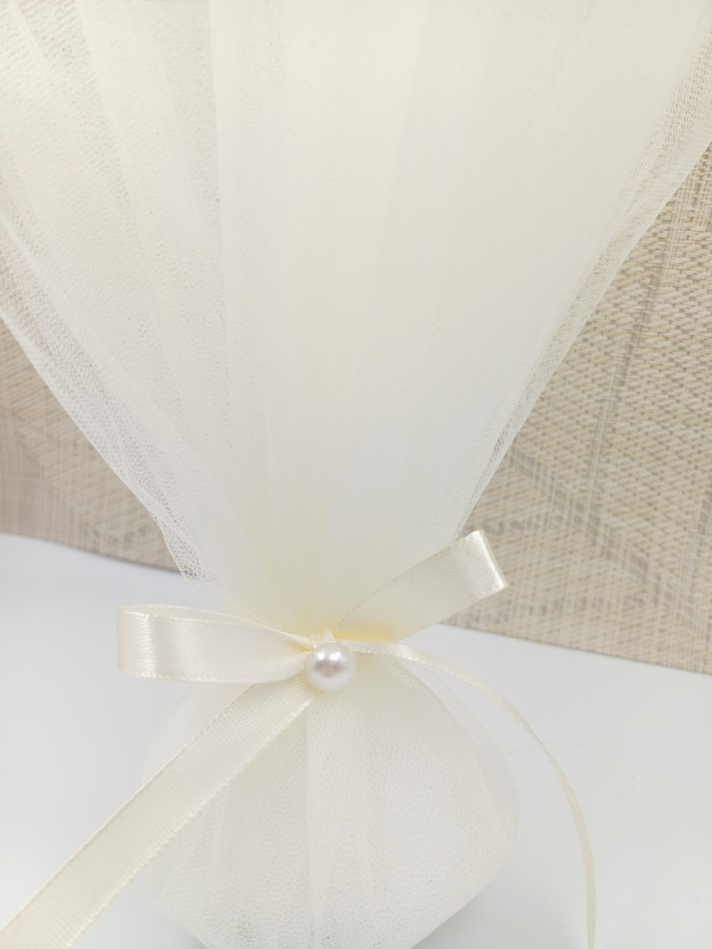 10 pcs, Greek Bombonieres, Orthodox wedding, Greek traditional tulle favor, Christening wedding favors with pearl, koufeta jordan almond.