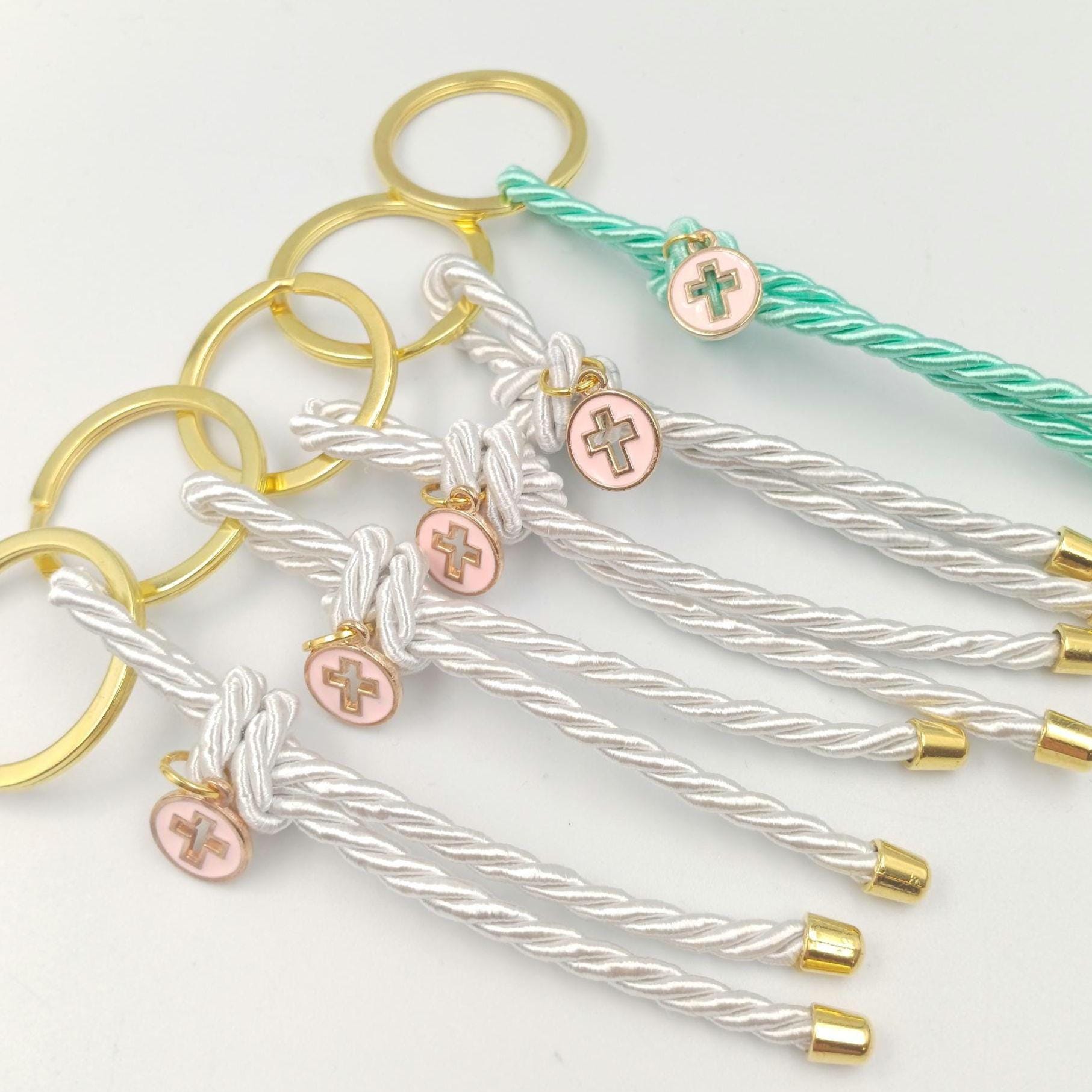 Baptism favors pink cross keychain Martyrika , Communion favors ,Greek Orthodox Witness favor first communion mi bautizo gifts,10 pcs.