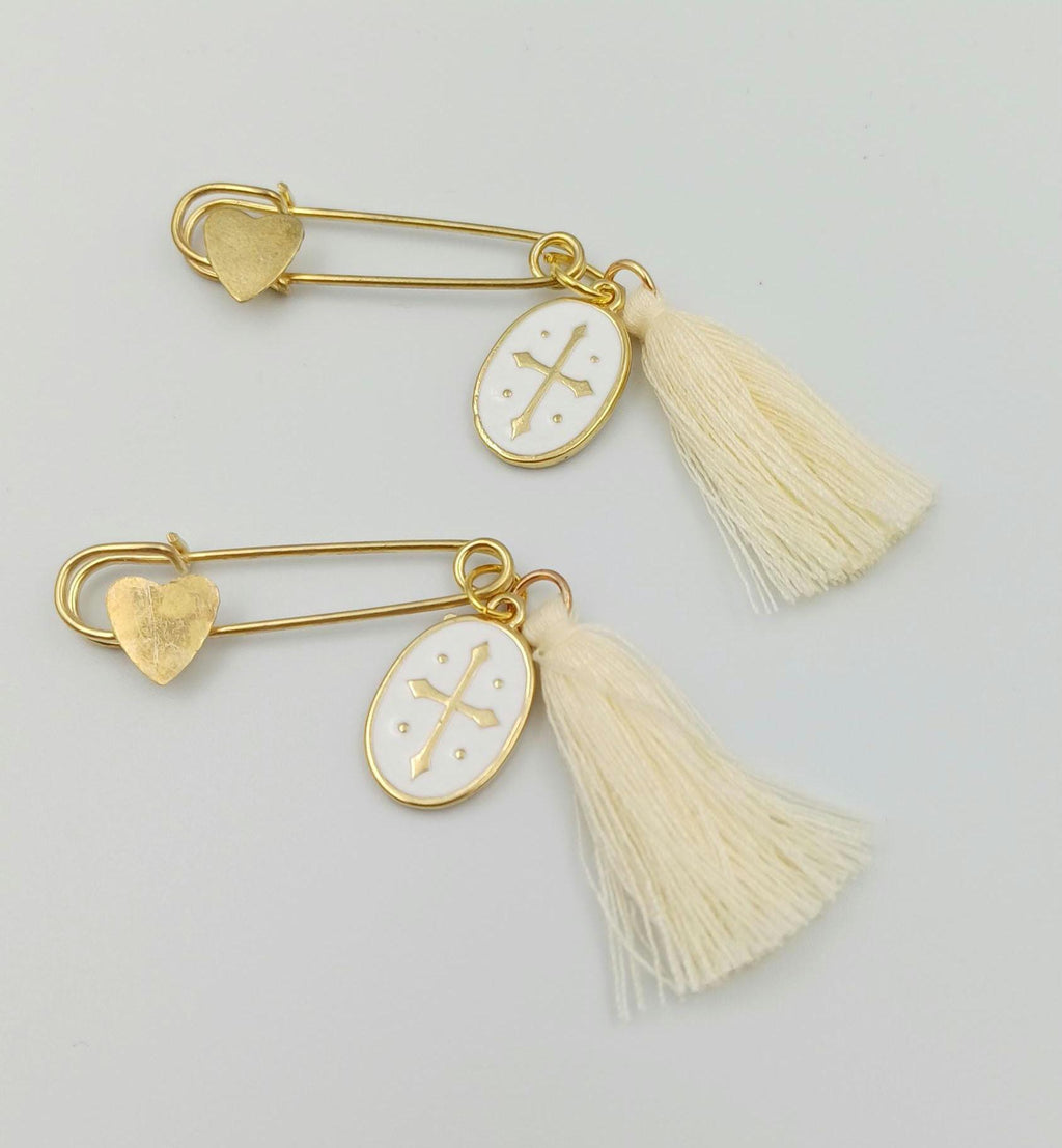 10 pcs,Safety pins Martirika-Greek Baptism, Kostantinato cross martyrika Christening favor-Witness favor gift for guests ,First communion