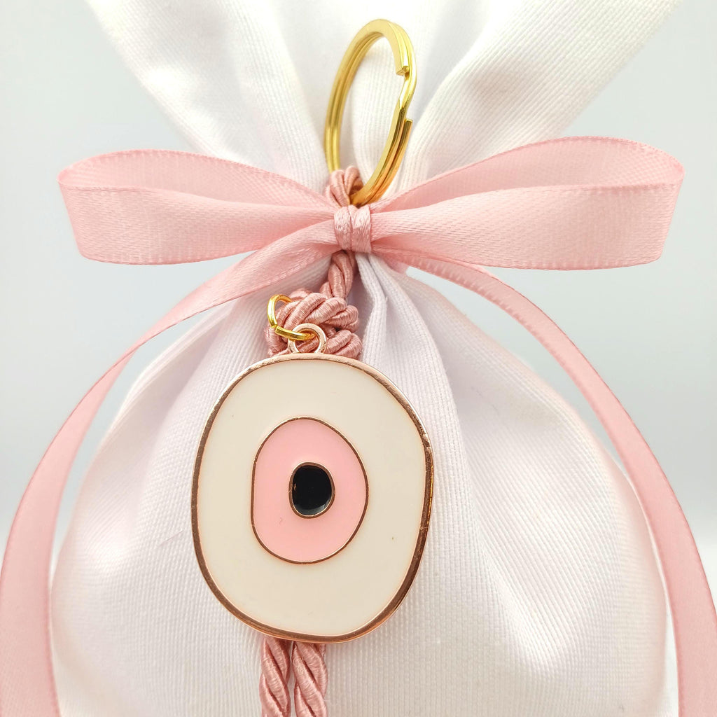 Greek baptism boboniera ,Rose gold Evil eye  Keychain,jordan almond candy, Girl baptism, baptism Mpomponiera, Bomboniere, Koufeta,10 pcs.