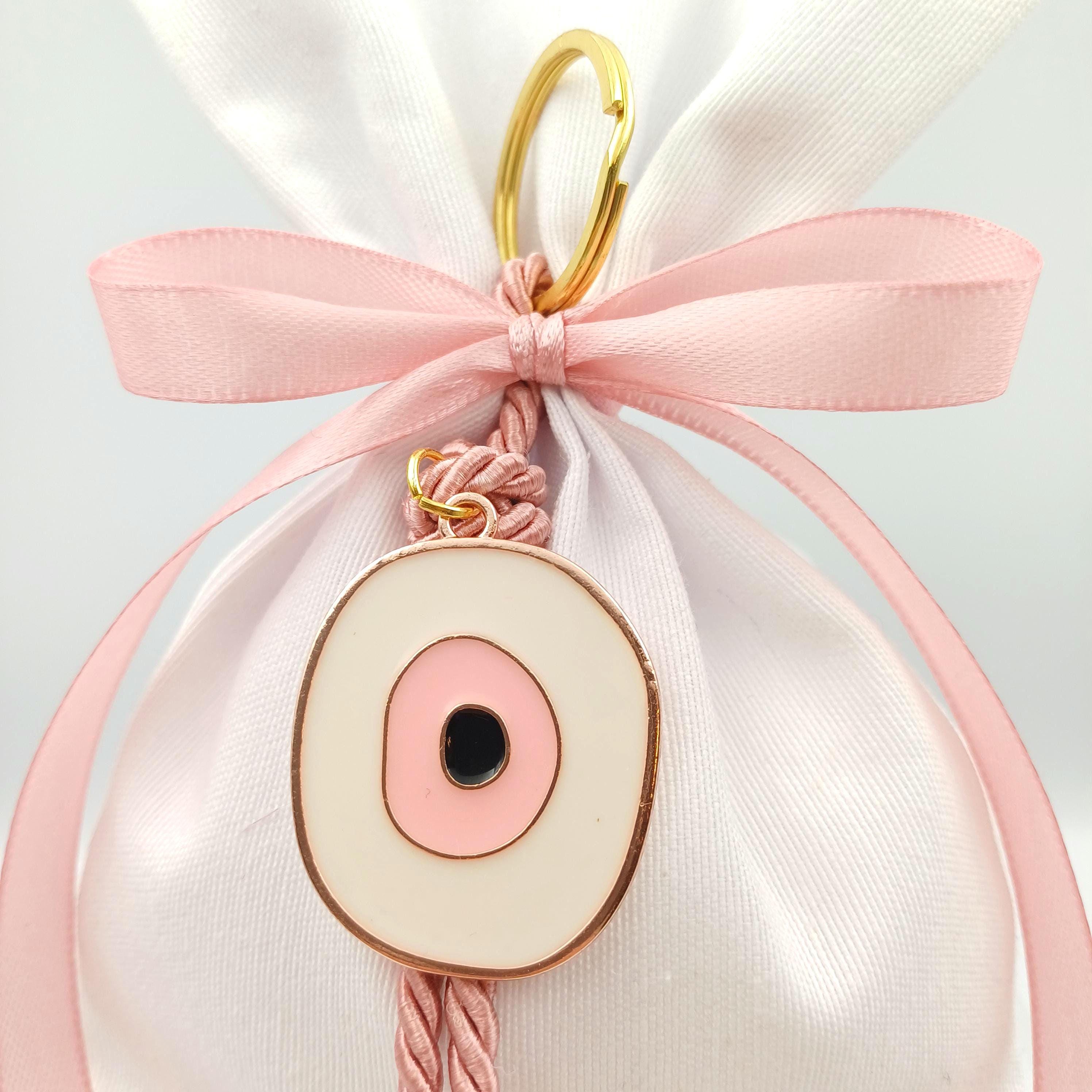 Greek baptism boboniera ,Rose gold Evil eye  Keychain,jordan almond candy, Girl baptism, baptism Mpomponiera, Bomboniere, Koufeta,10 pcs.