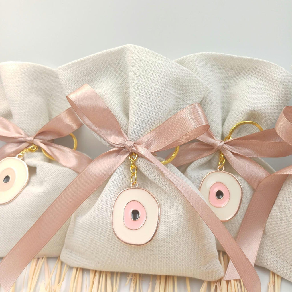 10 pcs, Greek baptism bombonieres, Orthodox Favors - Evil Eye Martyrika Keychain- Gifts for guests -Mibautizo -Witness gifts -koufeta almond