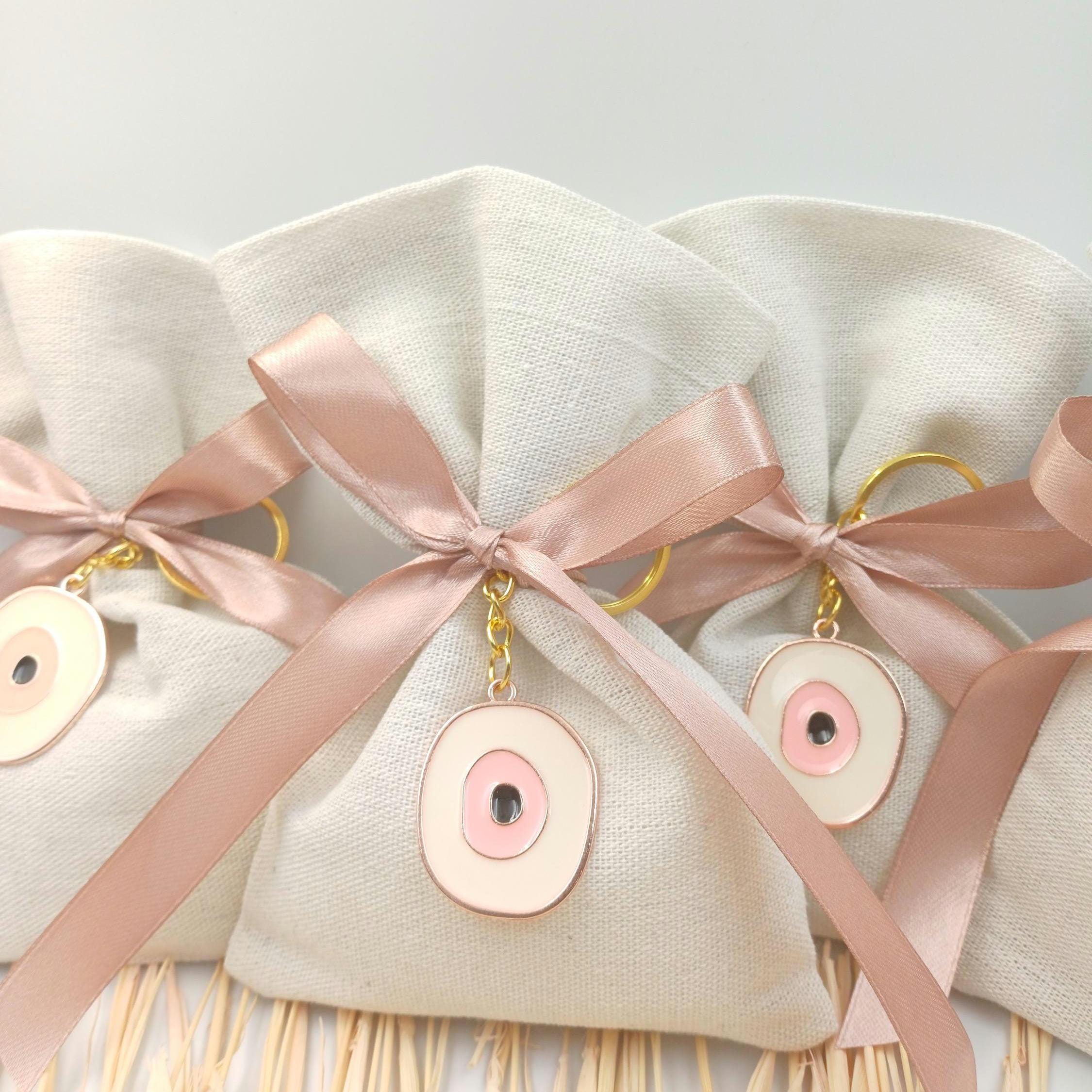 10 pcs, Greek baptism bombonieres, Orthodox Favors - Evil Eye Martyrika Keychain- Gifts for guests -Mibautizo -Witness gifts -koufeta almond