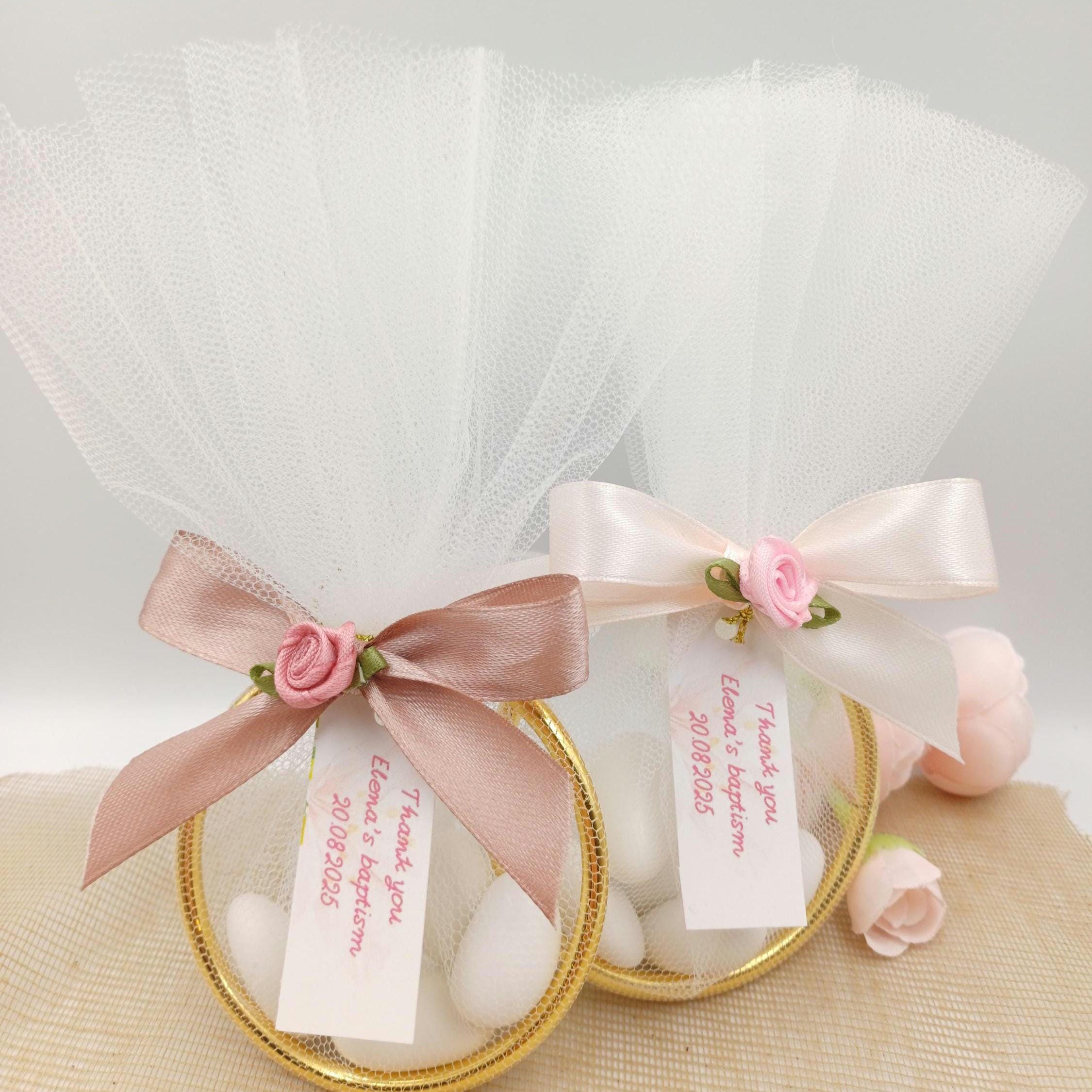 Personalized Baptism bombonieres Wedding Favors Almond Candy -Engagement ring Favors -Greek bombonieres - Christening gifts Koufeta-10 pcs