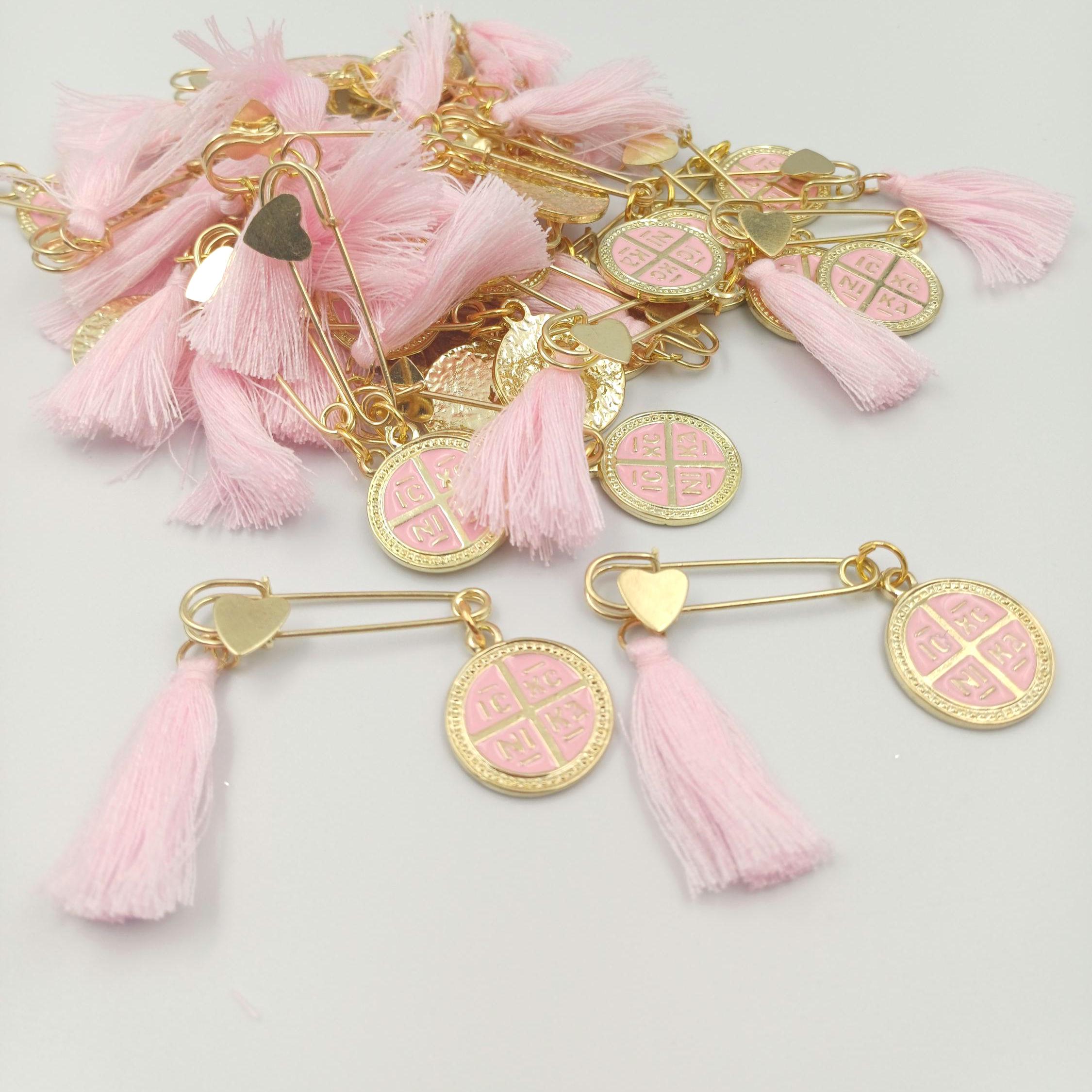 10 pcs, Martyrika Safe pins Baptism girl, Greek Orthodox baptism byzantine cross ICXCNIKA  Christening Martirika cross favors,Witness pins