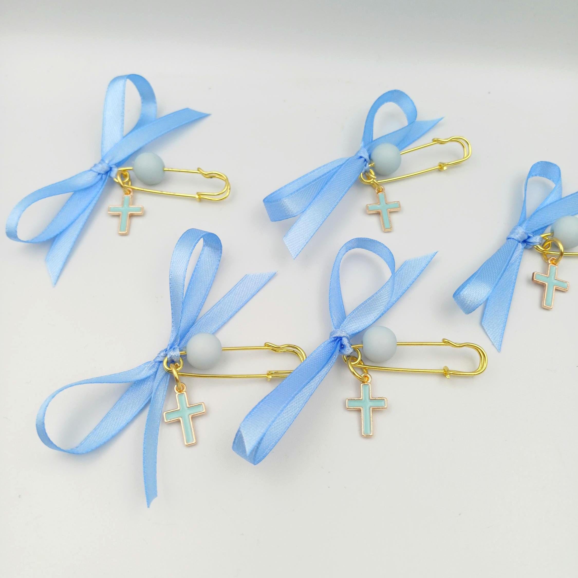 10 pcs, Greek Baptism enamel cross Martyrika safe pins, Boy baptism Witness favors pins, Baby shower , First Communion favors,Tyrcoise cross