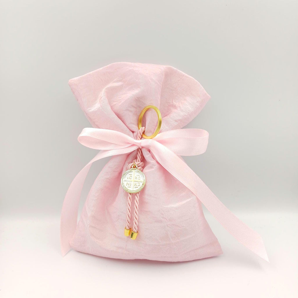 10 pcs, Greek Orthodox baptism boubounieres, Cross keychain Martyrika,Girl baptism, Koufeta, First communion baby shower Almond candy .