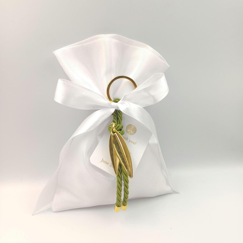 10 pcs,Wedding favors olive leaf keychain gifts,Greek bombonieres, Orthodox favors,bridal shower, Almond candy bags gifts,koufeta pouch.