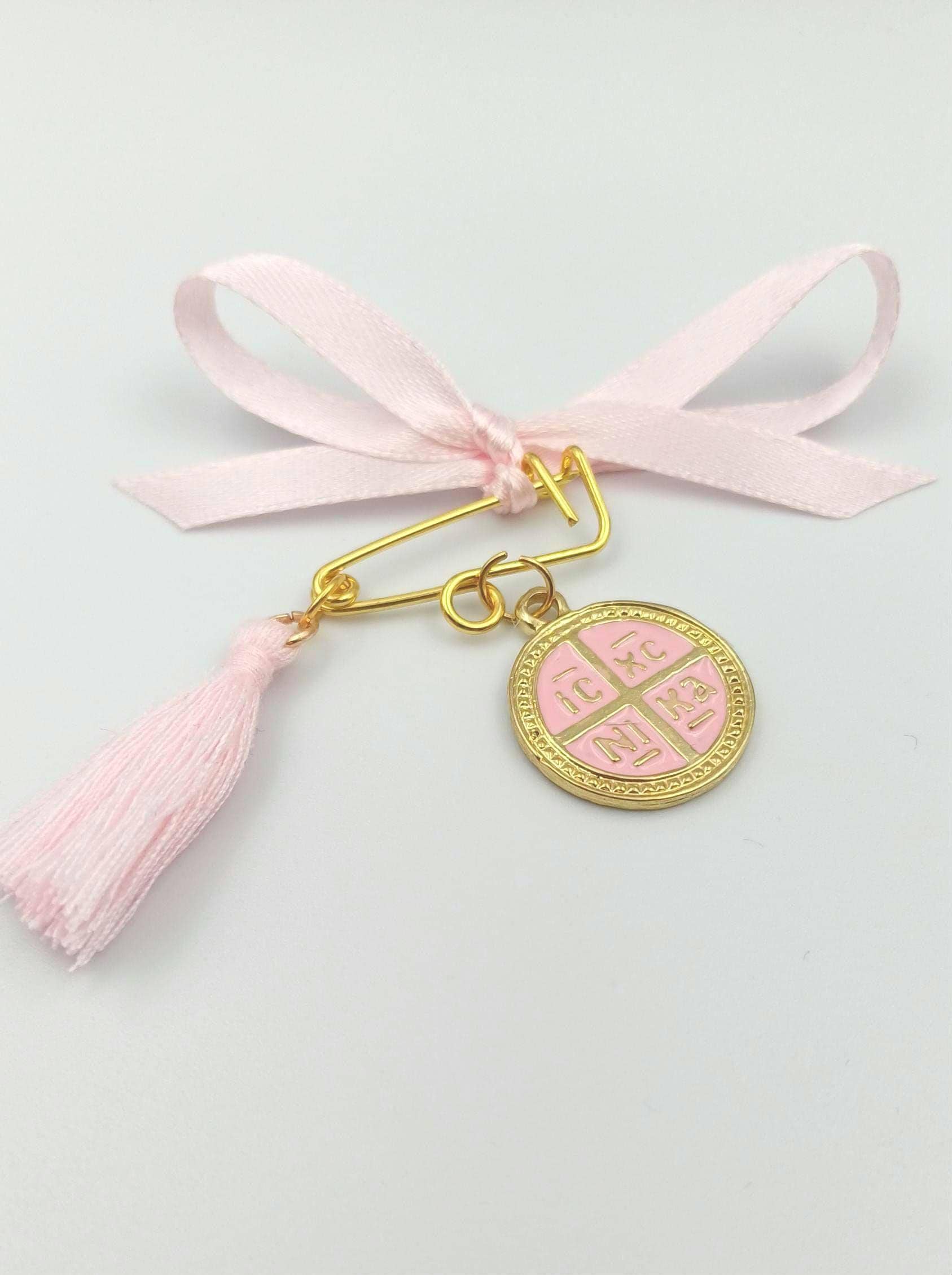 10 pcs,Baptism Martyrika for girl,Safety pins  Greek Orthodox baptism favor Christening Martirika cross favors, Witness pins,Religious favor