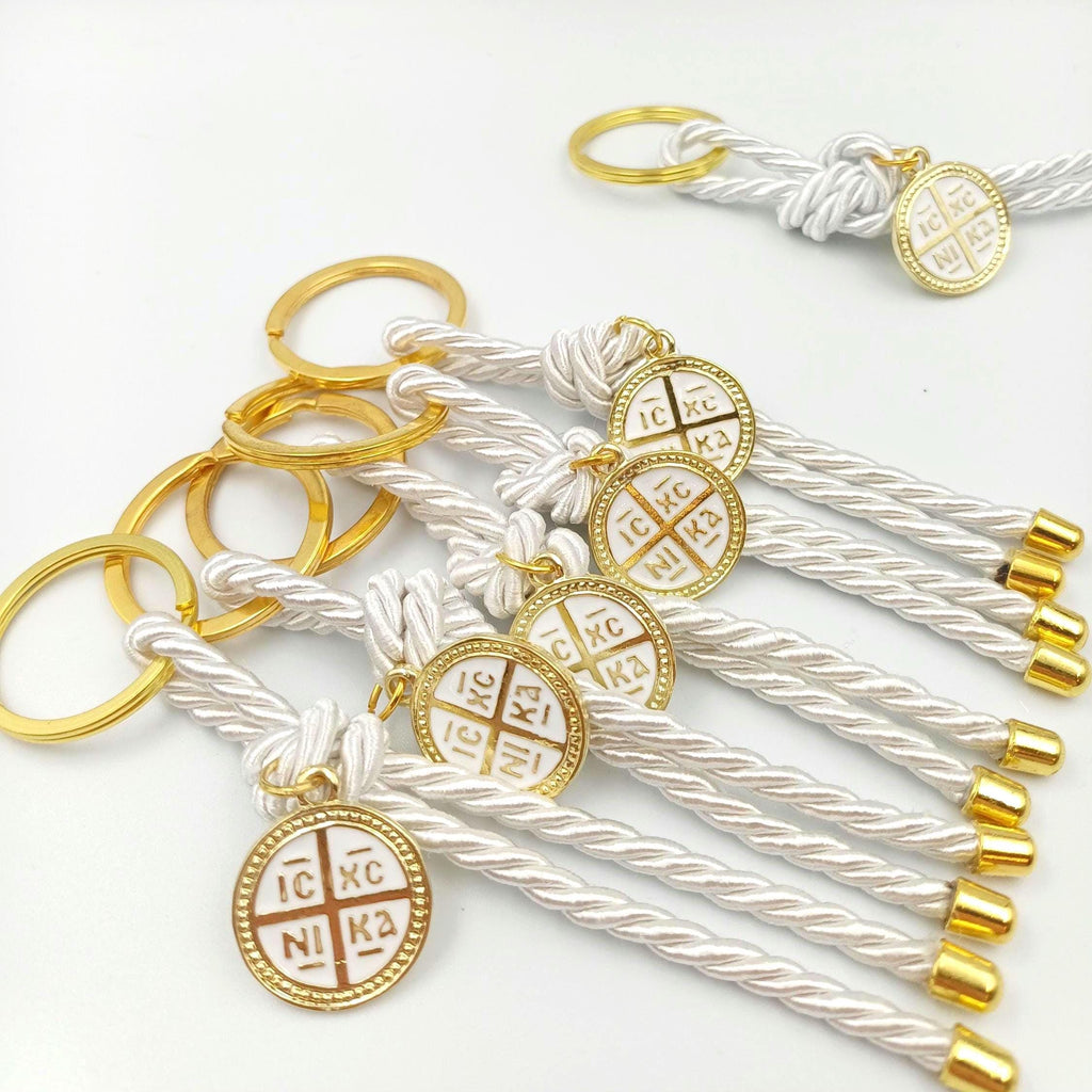 Baptism cross key chain favors souvenir for guests Greek christenings Orthodox martyrika key chain First communion party favours 10 pcs.