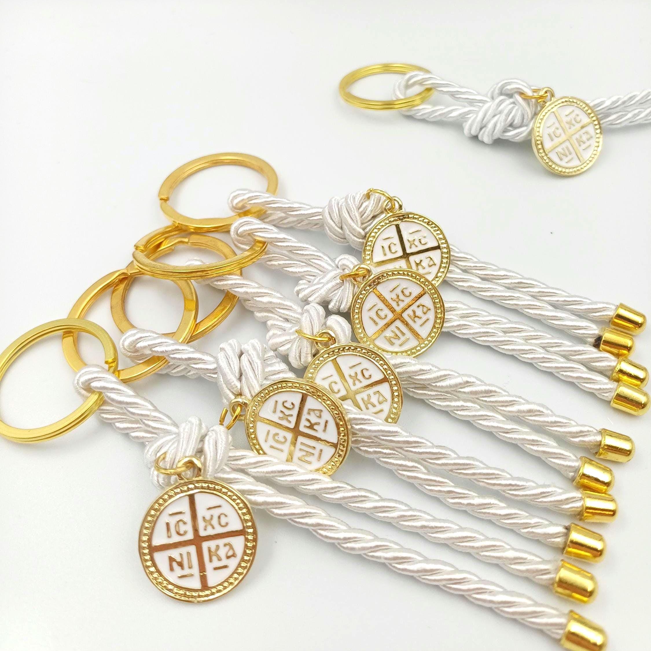 Baptism cross key chain favors souvenir for guests Greek christenings Orthodox martyrika key chain First communion party favours 10 pcs.