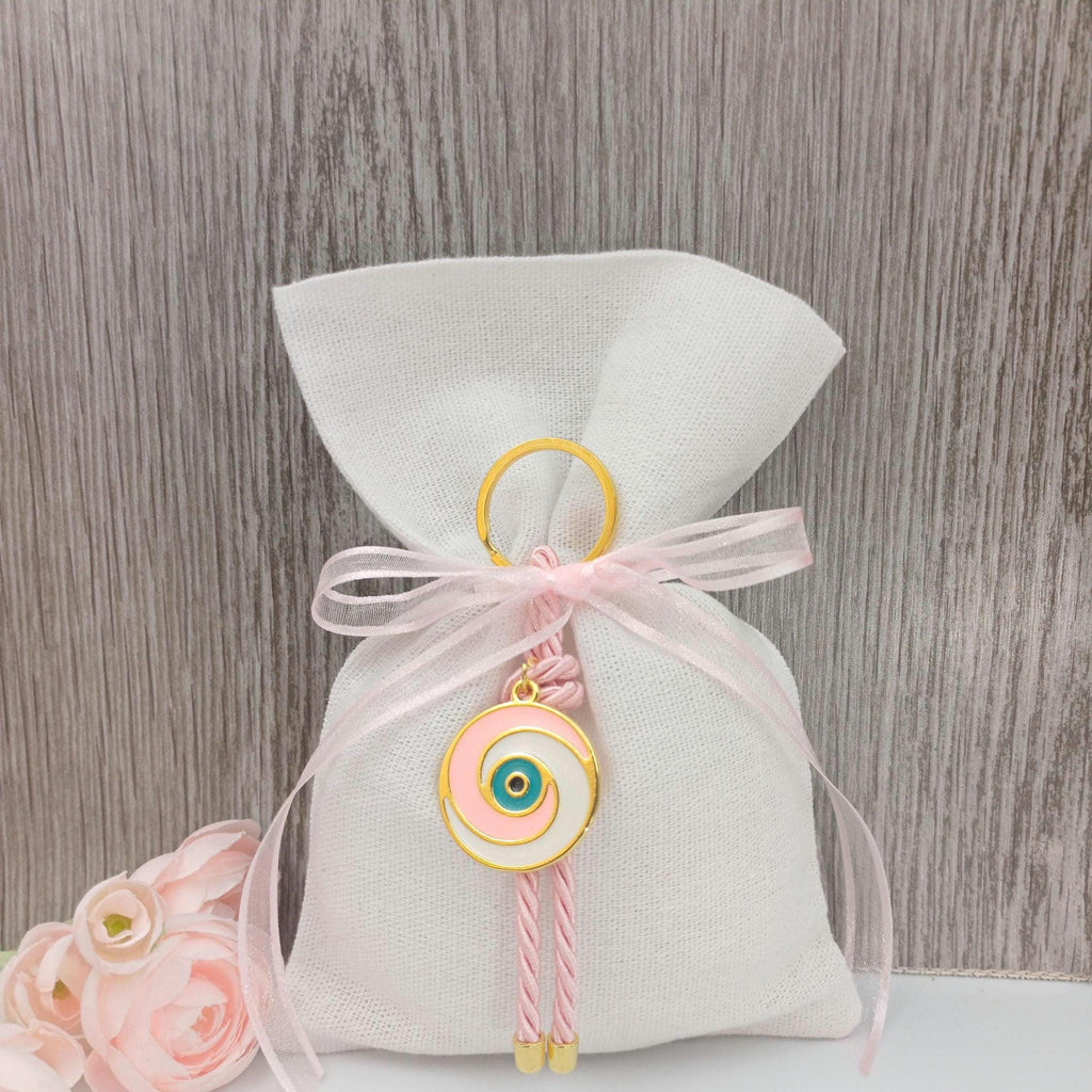 10 pcs, Greek baptism bombonieres, Orthodox Baptism- Evil Eye Martyrika Keychain-Girl Baptism Favor -Mibautizo -Witness gifts-koufeta almond