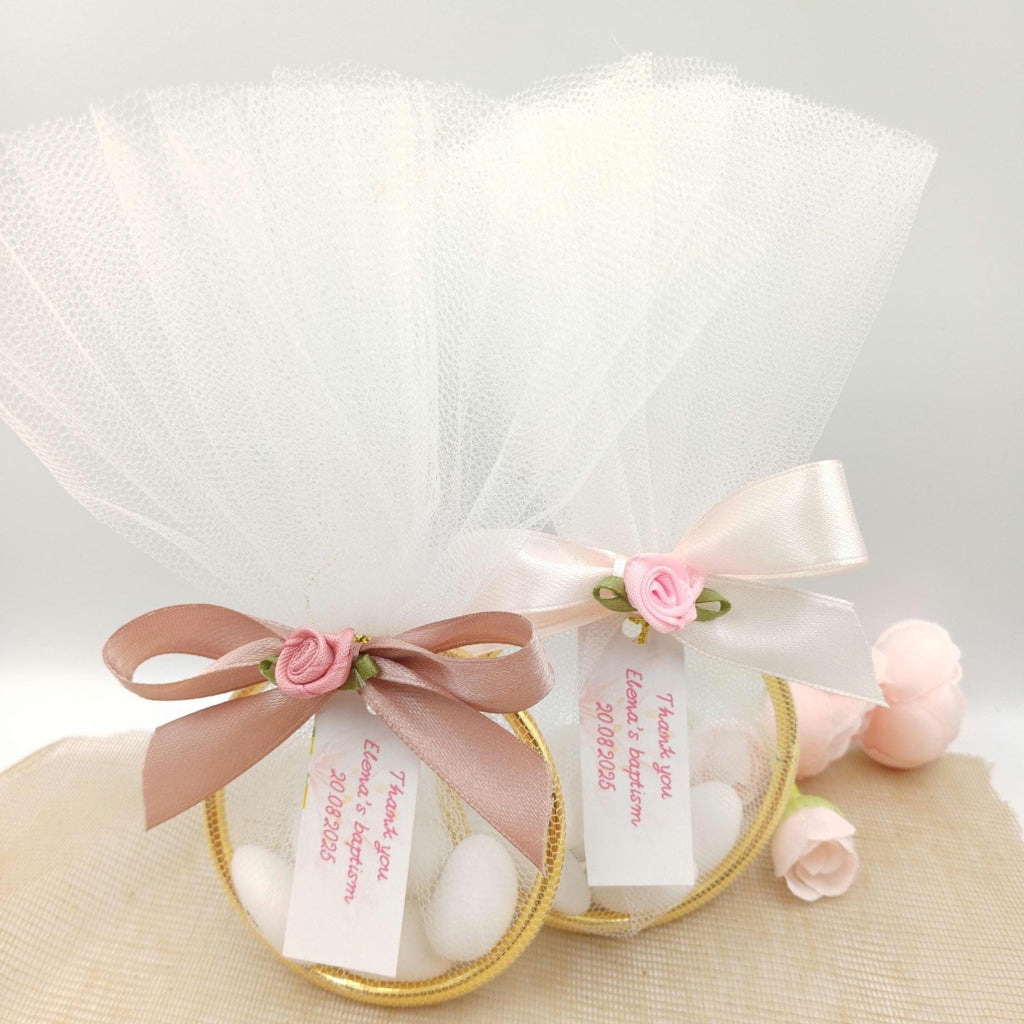 Personalized Baptism bombonieres Wedding Favors Almond Candy -Engagement ring Favors -Greek bombonieres - Christening gifts Koufeta-10 pcs