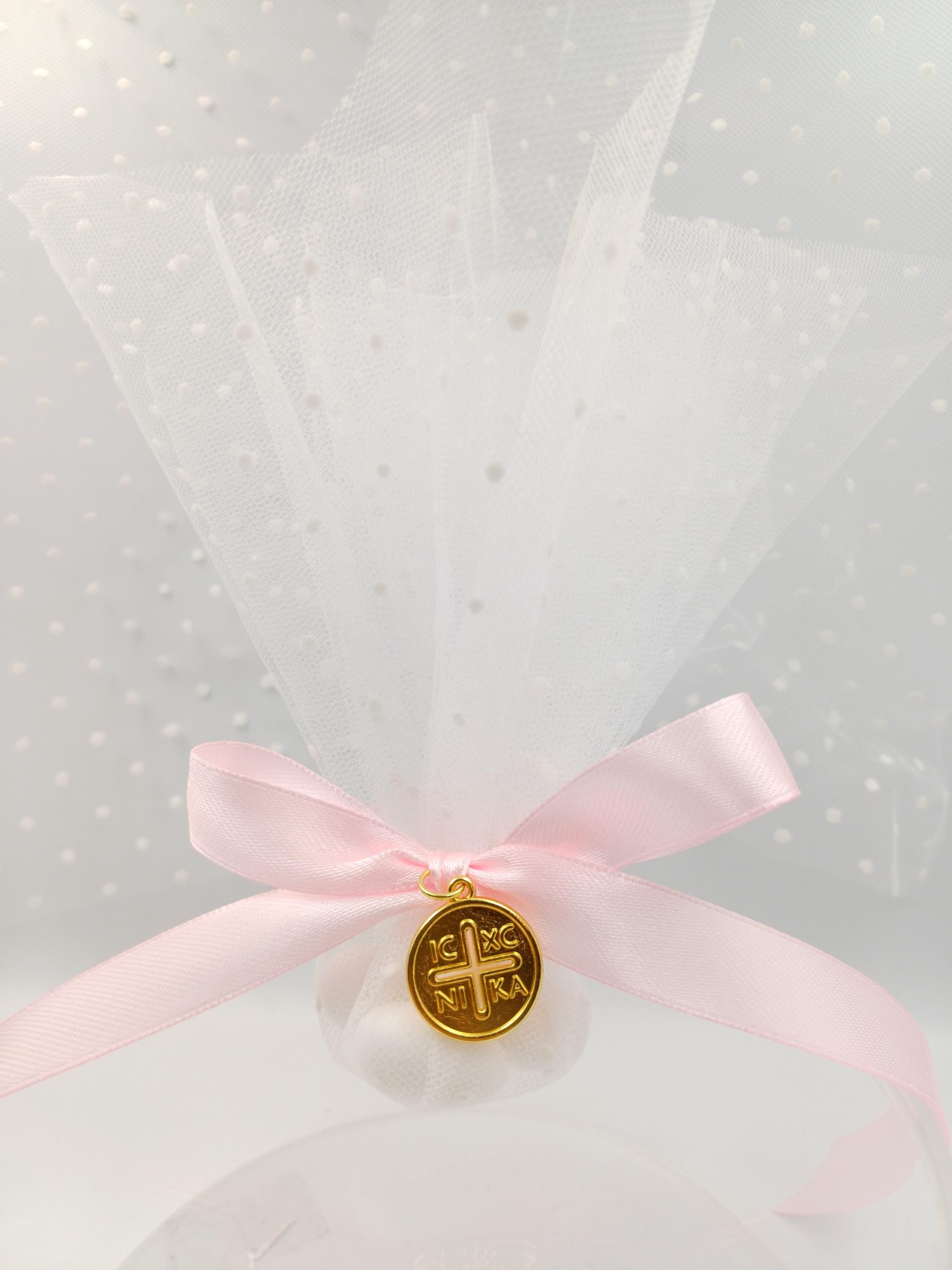 10 pcs,Greek baptism traditional tulle bombonieres, Byzantine Cross  baptism favors, koufeta jordan almonds favors,mi bautizo confetti.