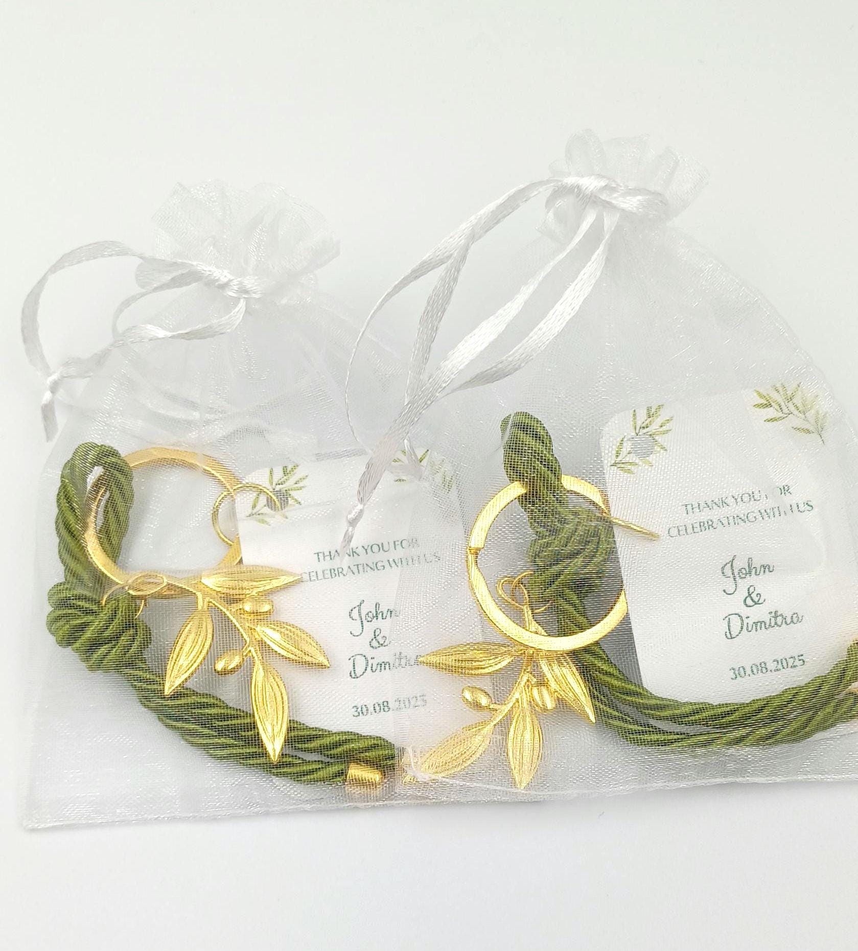 Personalized Olive branch Keychain favors, Martyrika, Martirika Greek wedding witness gifts, baptism favor, Gift for guests in bags, 10 pcs