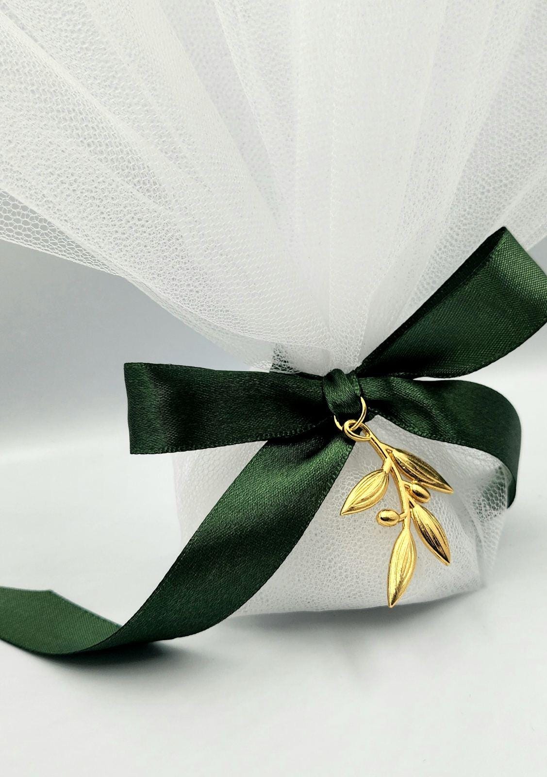 10 pcs, Greek wedding boubouniera, Tulle Wedding Favor, Olive branch favor, Orthodox wedding,  Mpomponiera, Bomboniere, Koufeta.